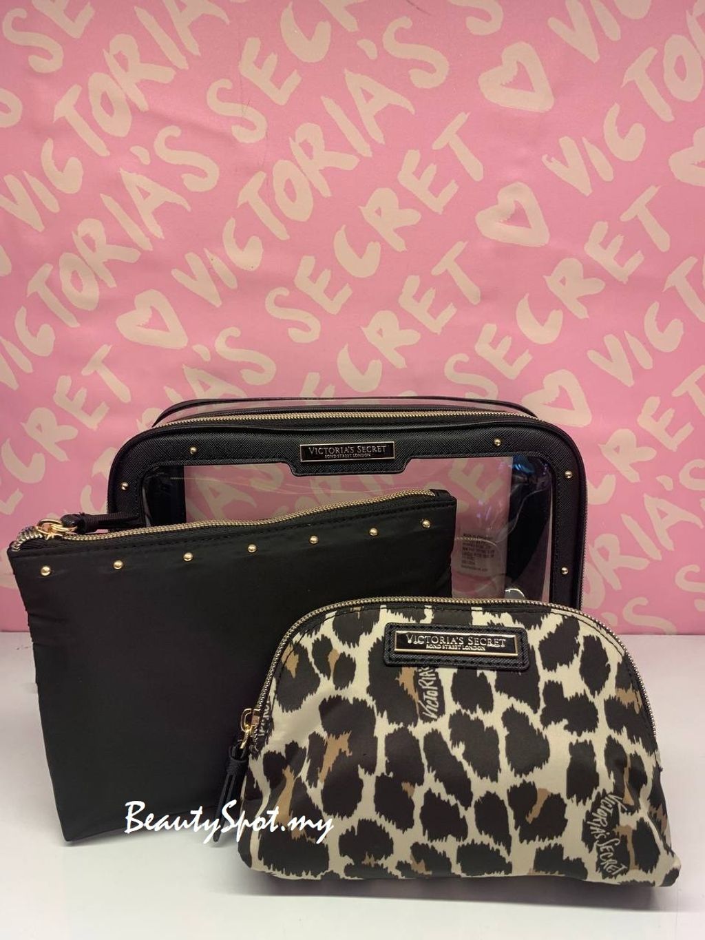 Victoria's Secret Beauty-To-Go Bag Trio - Black Leopard