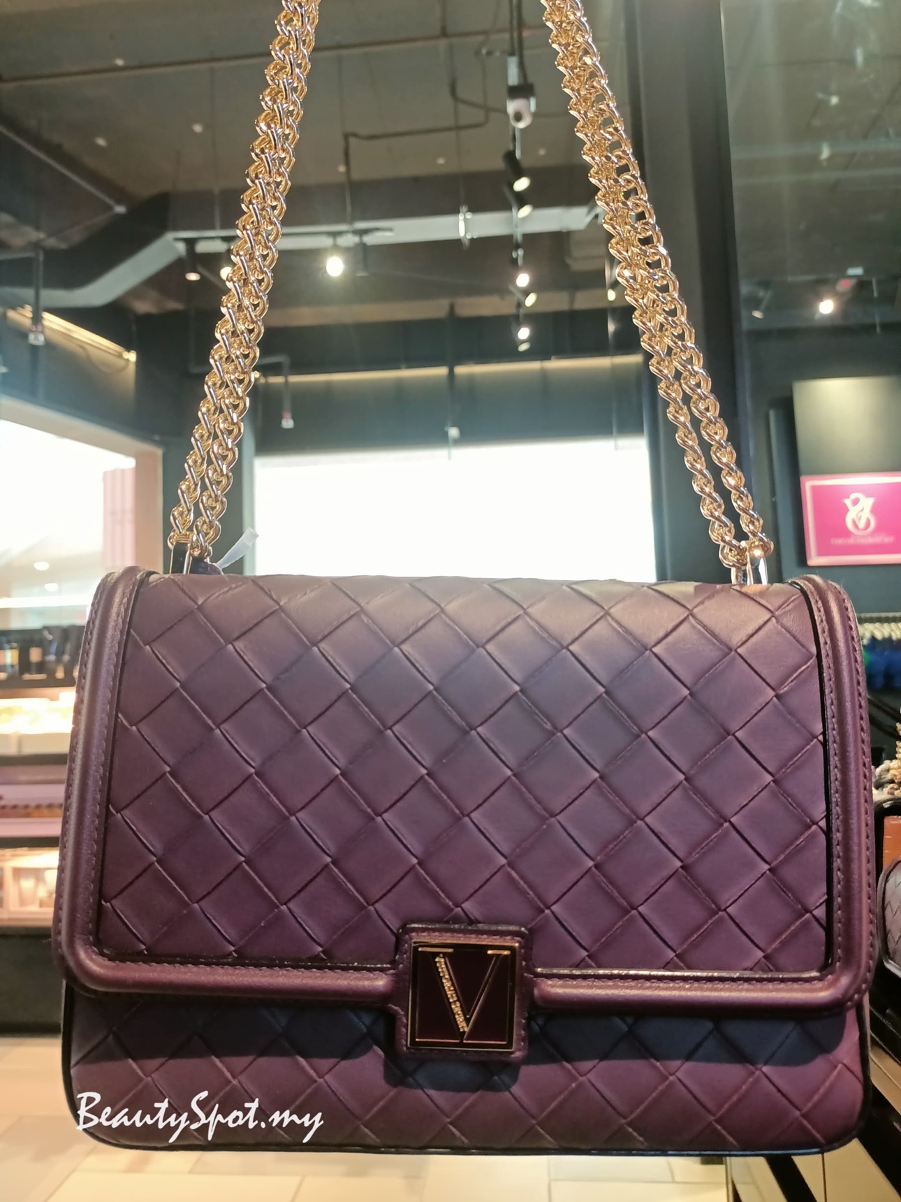 Victoria's Secret The Victoria Medium Shoulder Bag Black Violet