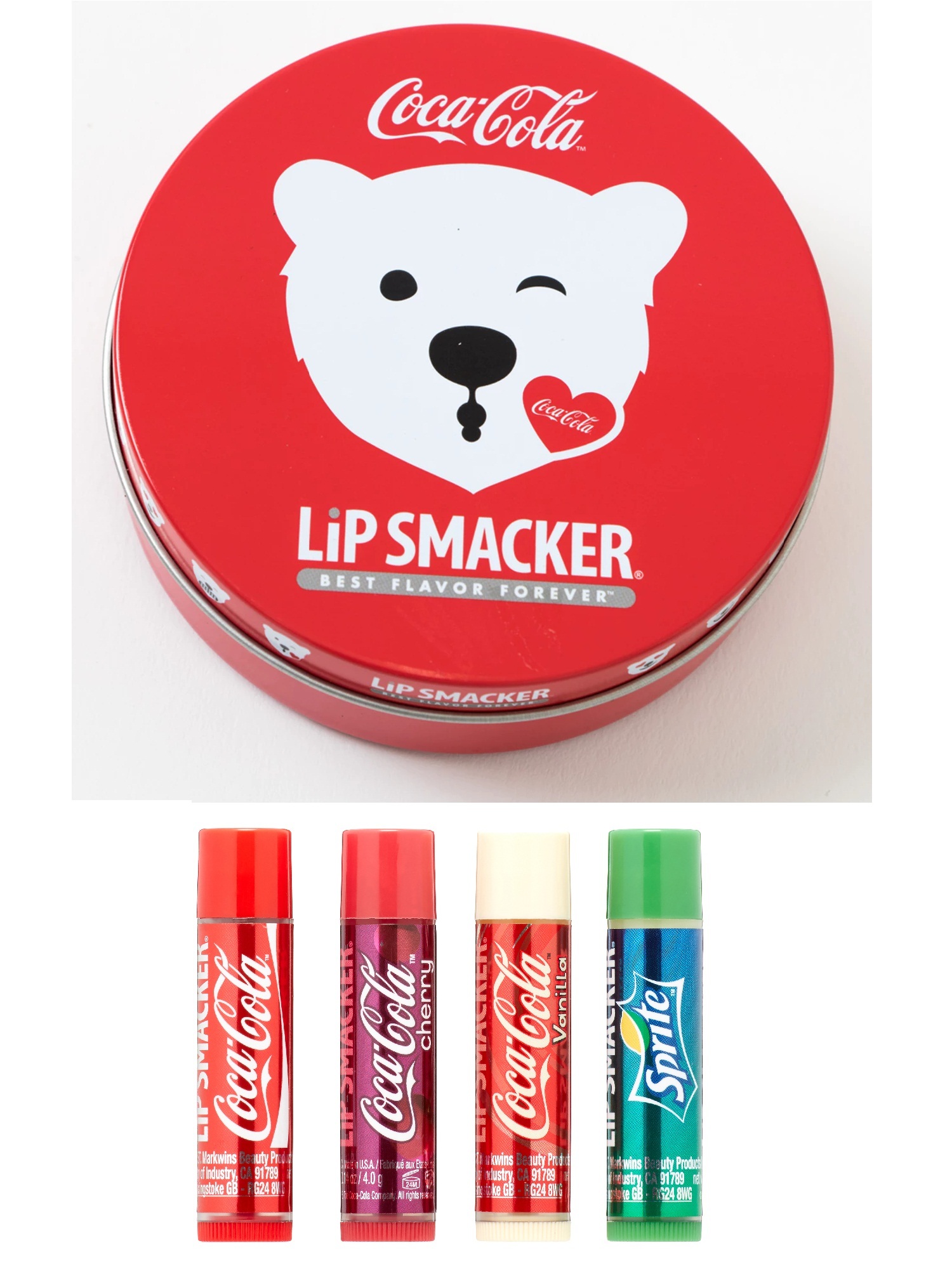 Lip Smacker CocaCola Holiday Lip Balm Tin Set 4 count (Round Tin
