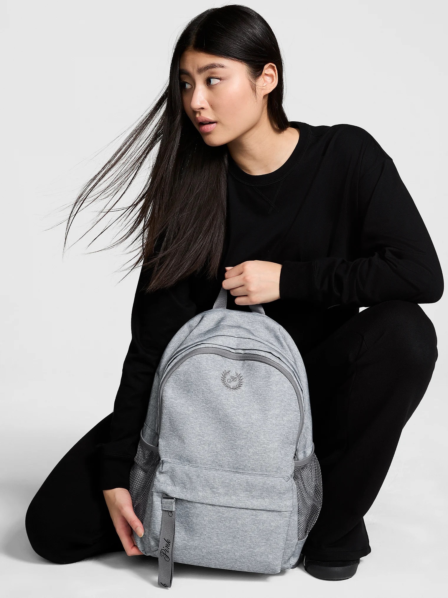 PINK Victoria\'s Secret Ivy Classic Canvas Backpack - Gray Victoria Secret Pink Ivy Classic Canvas Backpack | eBay main image 2