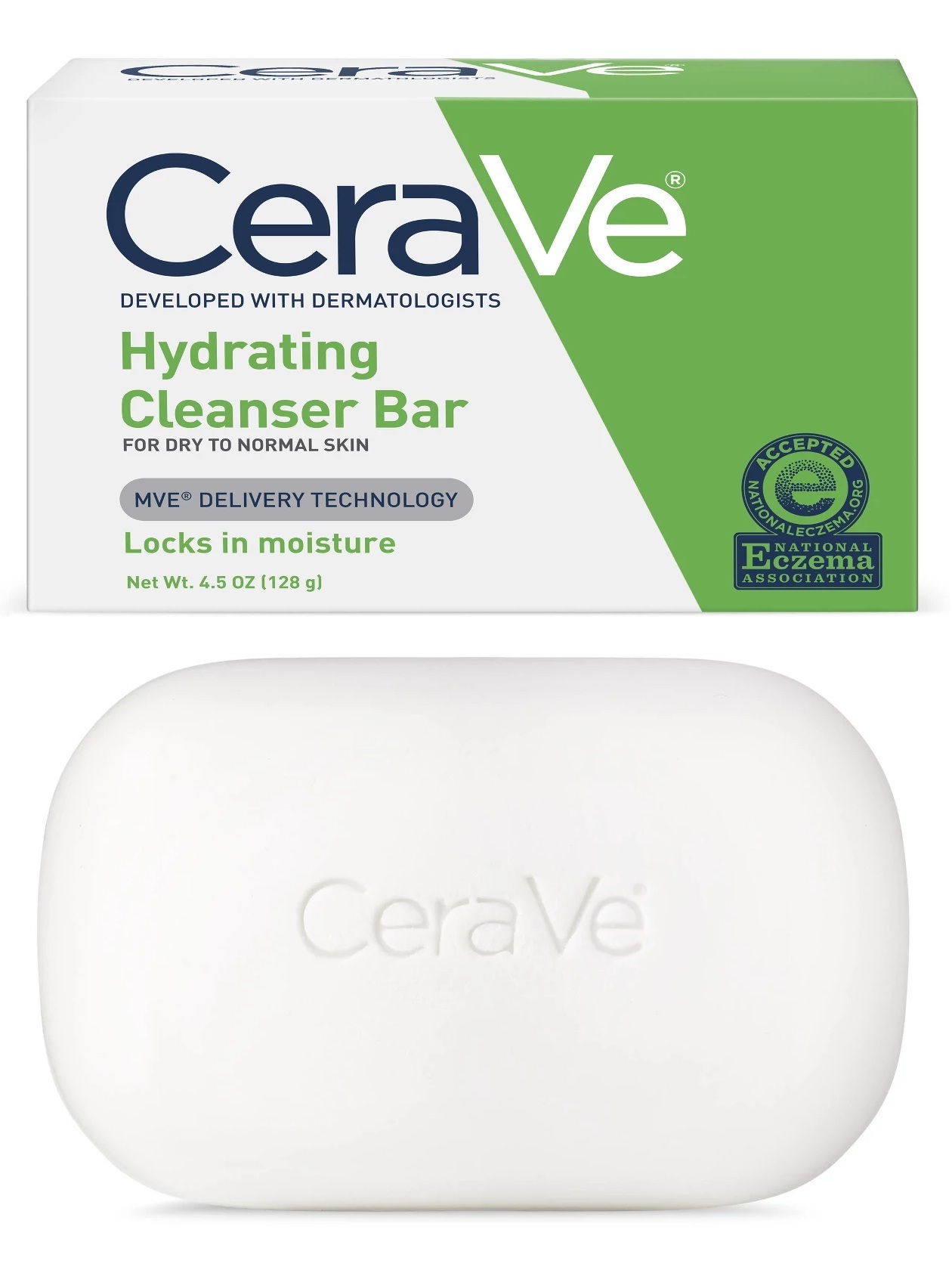 CeraVe Hydrating Cleanser Bar for Normal to Dry Skin, 4.5 oz (128g