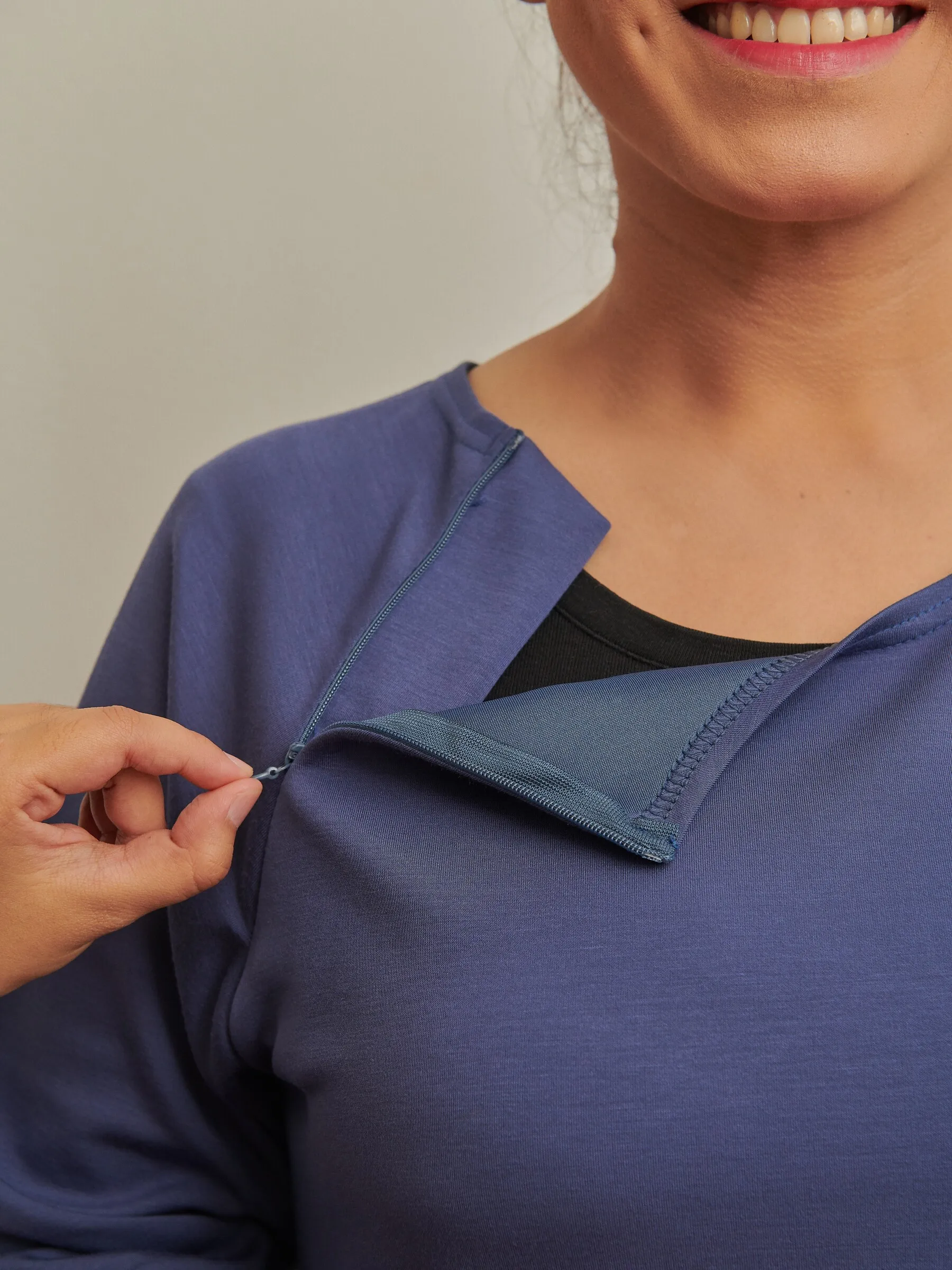 EaseZip Therapy Top in Indigo 5