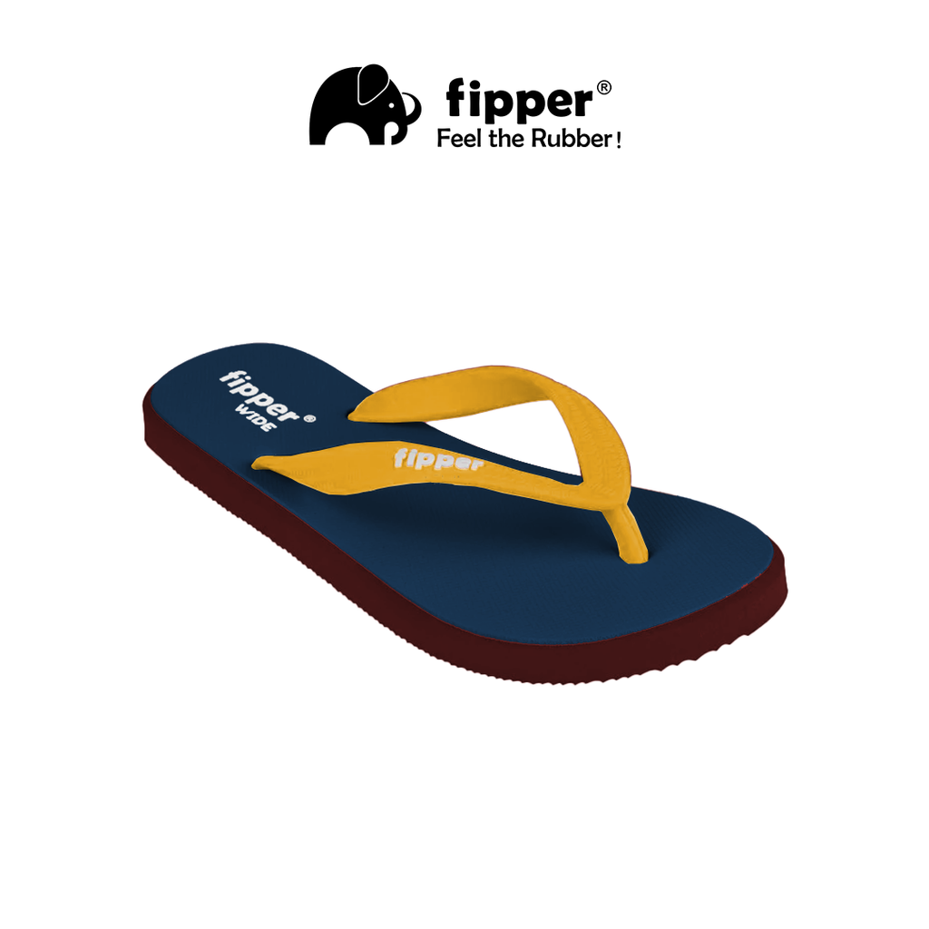 Fipper - Wide Blue Sherpa _ Maroon _ Gold_Depan