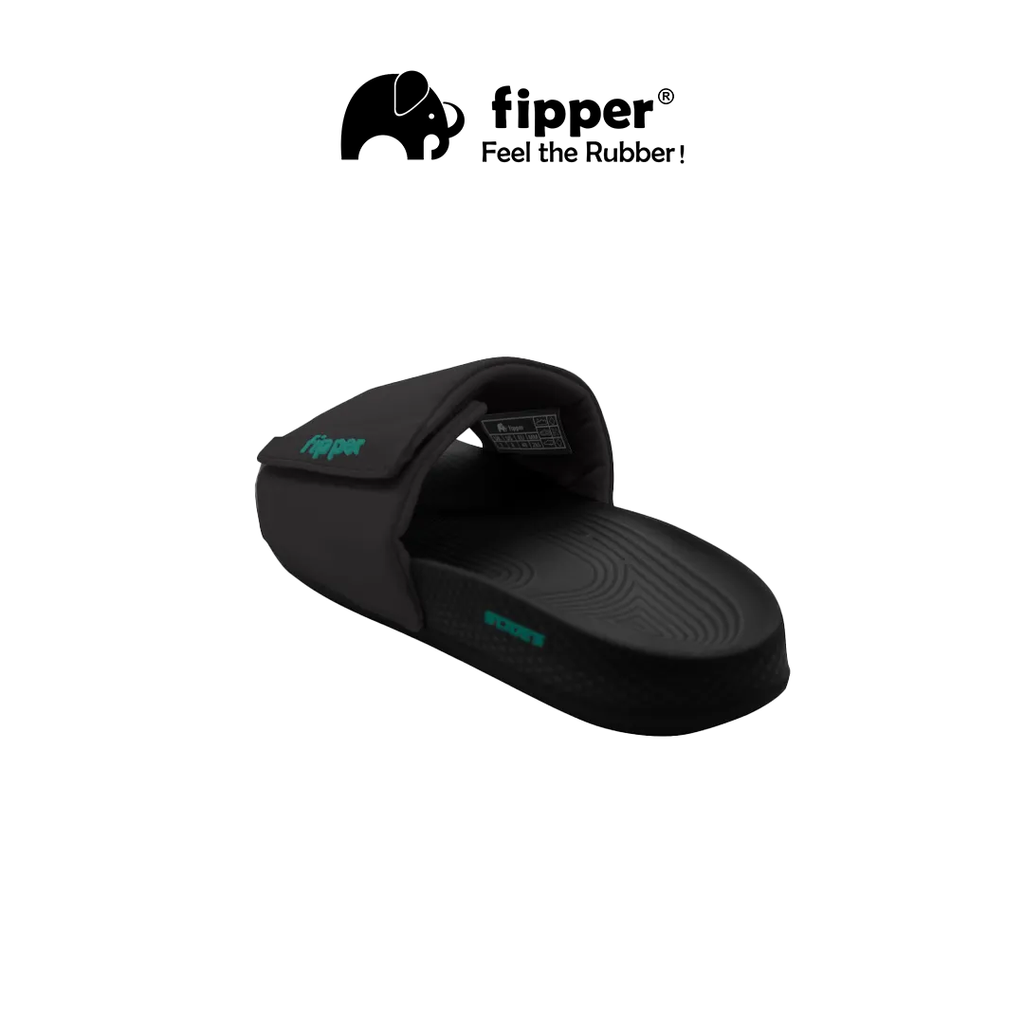 Fipper - Slides Black_Black_Green Mint_Belakang
