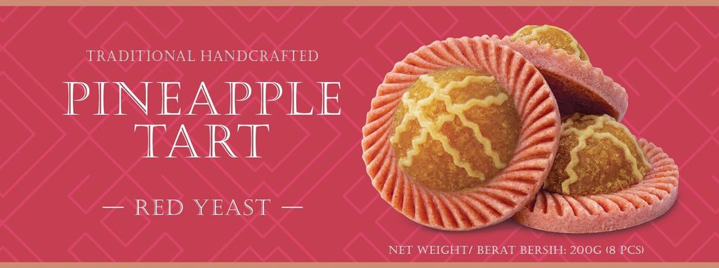 Straits Signature Handcrafted Traditional Pineapple Tart Sleeve_Red Yeast_Front