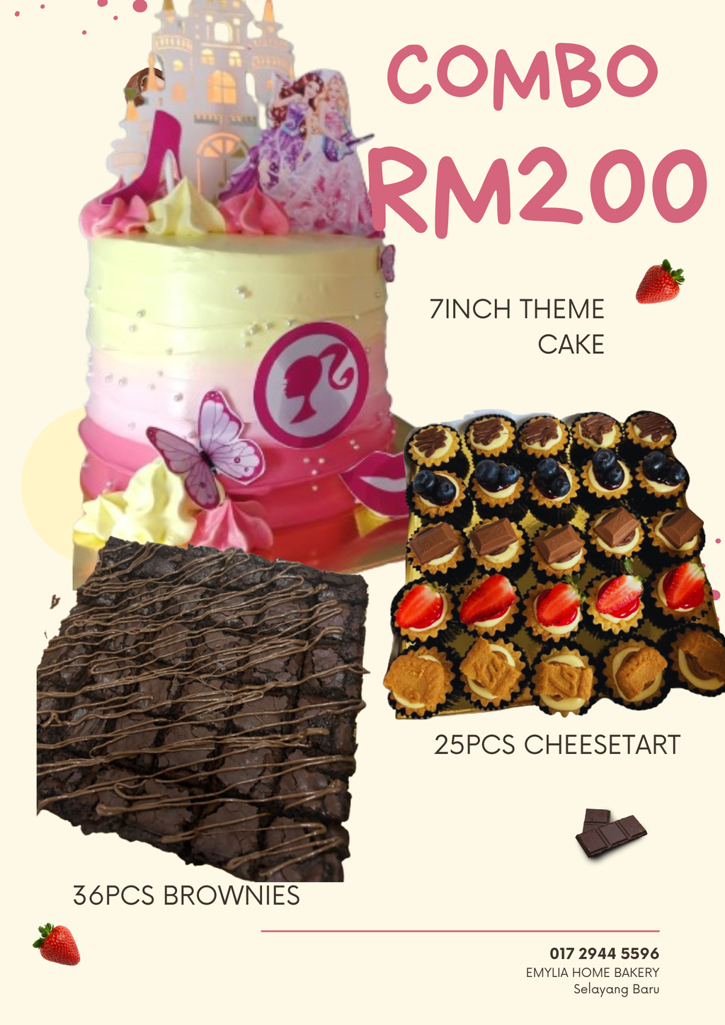 Cream and Pink Cupcake Poster A4 Menu  (1)