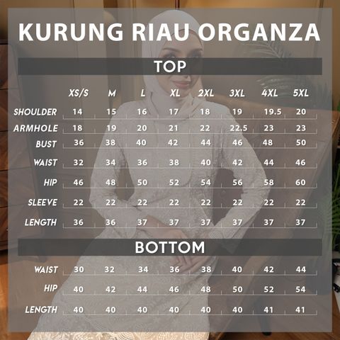 UKURAN ORGANZA CITRA - 5XL