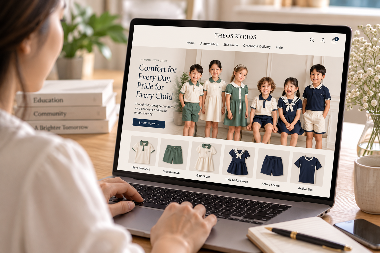 Cozy School Uniform Shopping Workspace
