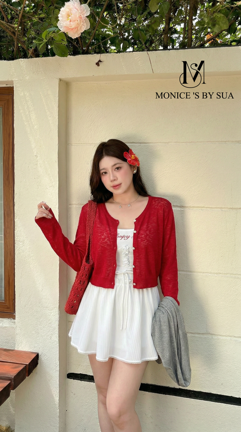 鲜红色开衫换装