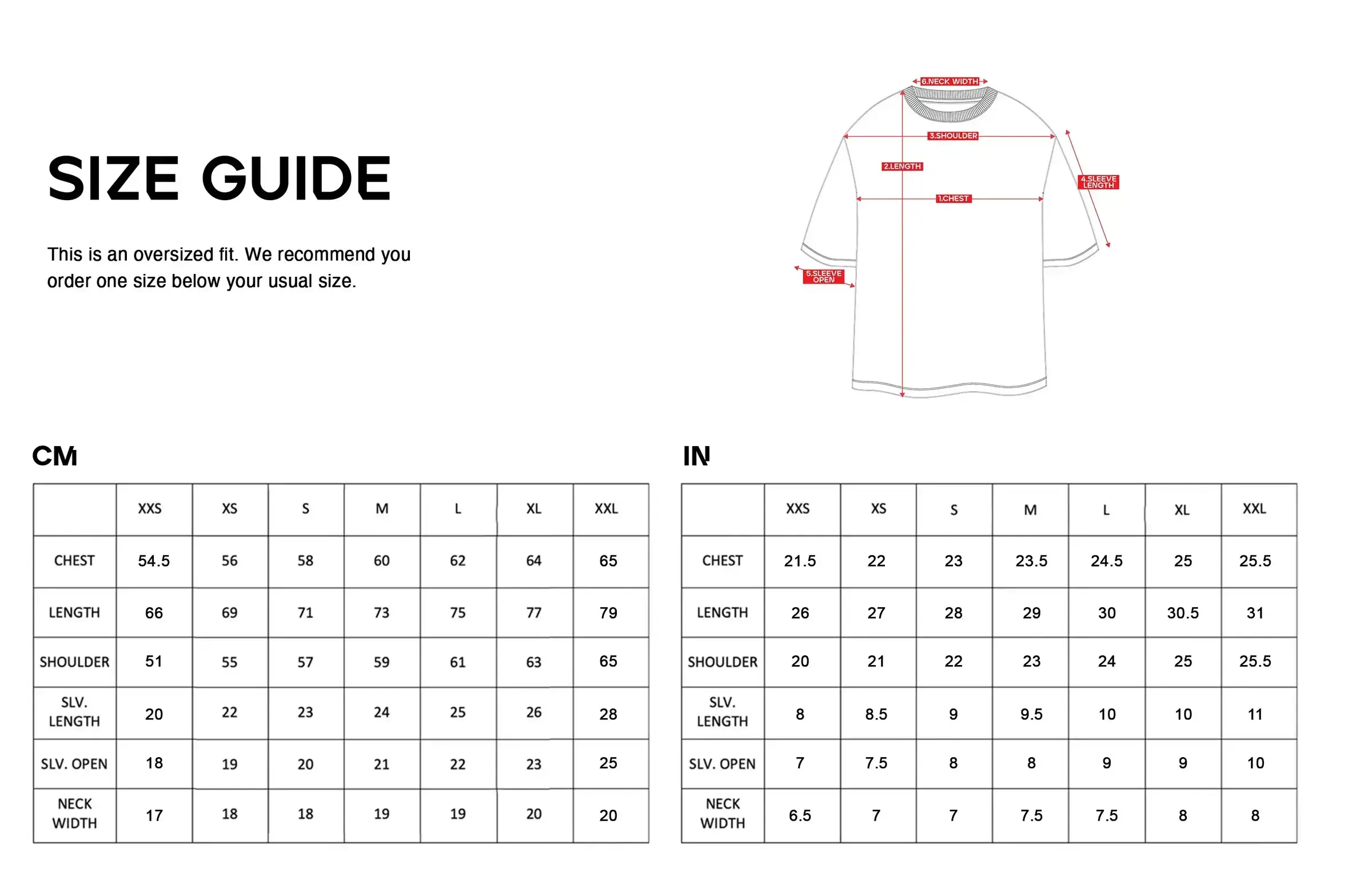 Size Chart POR
