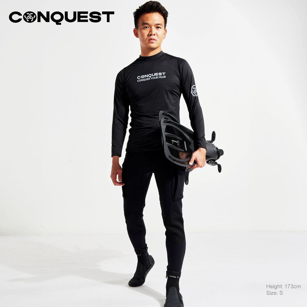 Conquest-men-logo-basic-long-sleeve-rashguard-slim-fit-upf-50-sun-protection-black_UCR003S_5