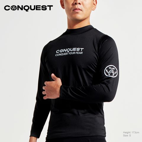 Conquest-men-logo-basic-long-sleeve-rashguard-slim-fit-upf-50-sun-protection-black_UCR003S_2
