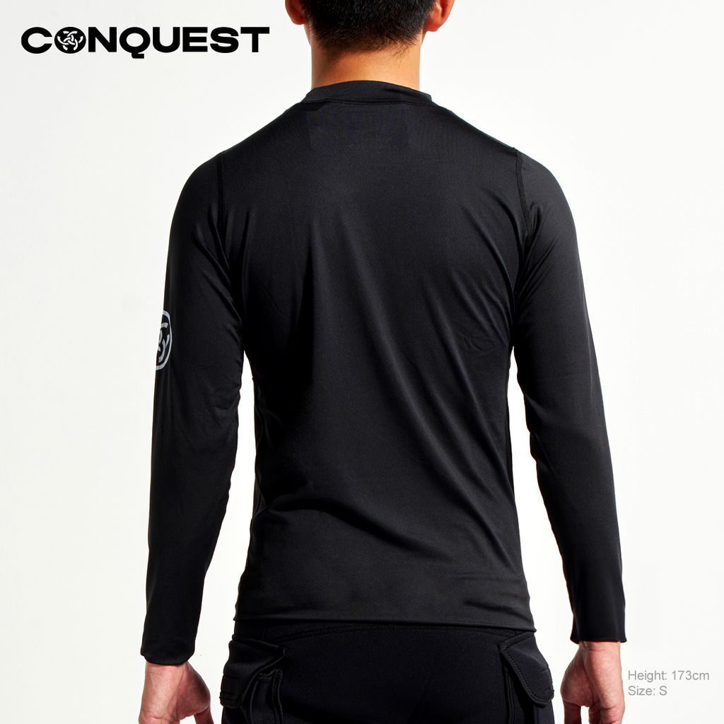 Conquest-men-logo-basic-long-sleeve-rashguard-slim-fit-upf-50-sun-protection-black_UCR003S_3