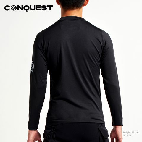 Conquest-men-logo-basic-long-sleeve-rashguard-slim-fit-upf-50-sun-protection-black_UCR003S_3