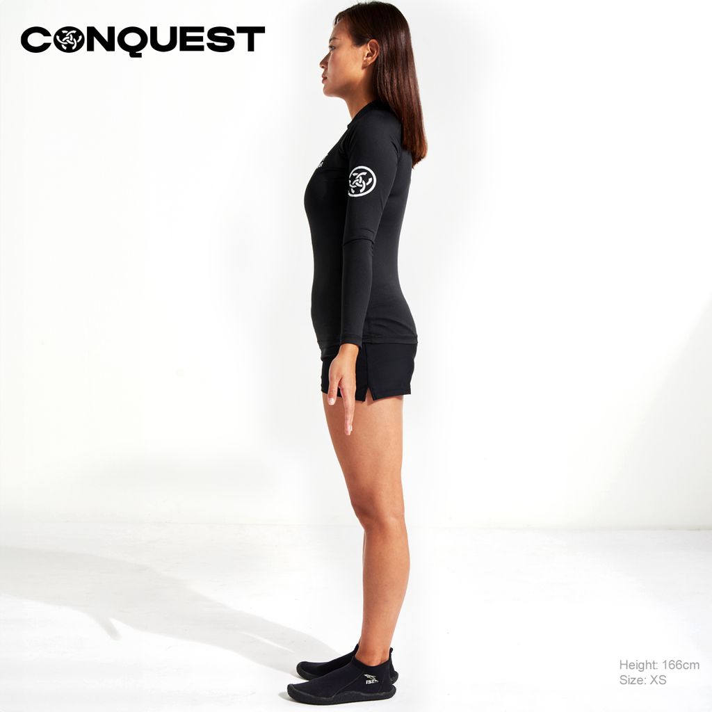 Conquest-women-logo-basic-long-sleeve-rashguard-slim-fit-upf-50-sun-protection-black_UCRF003S_3