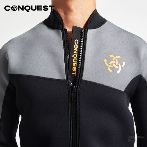 Conquest-men-long-sleeve-cut-and-sew-mix-and-match-two-color-scuba-diving-wetsuit-top-black_UCSM003-TP_5