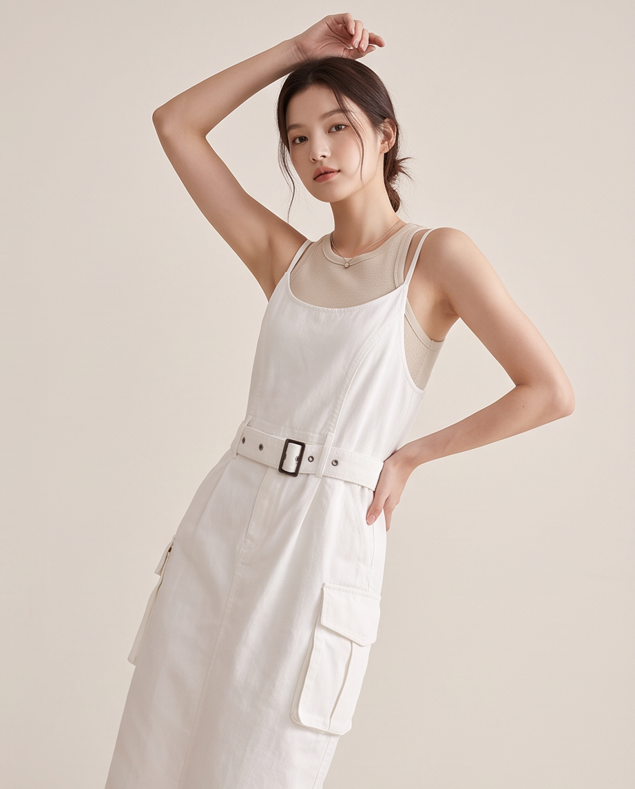 Soraya Pinafore Dress in White