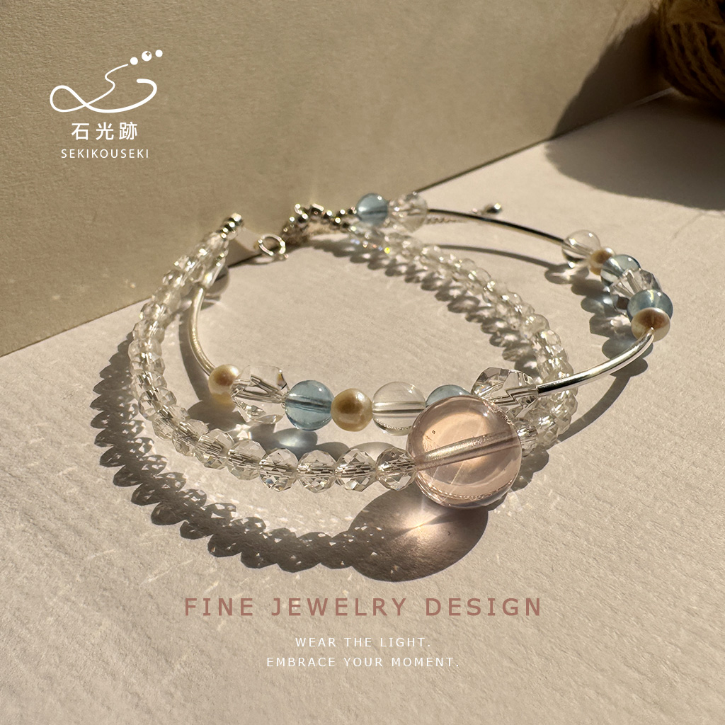 海藍寶星光粉晶客製手鍊