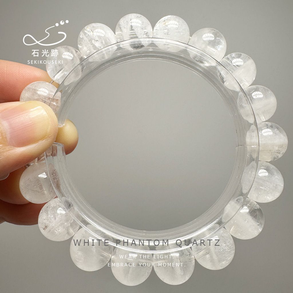 12mm天然白幽靈手串大圖細節