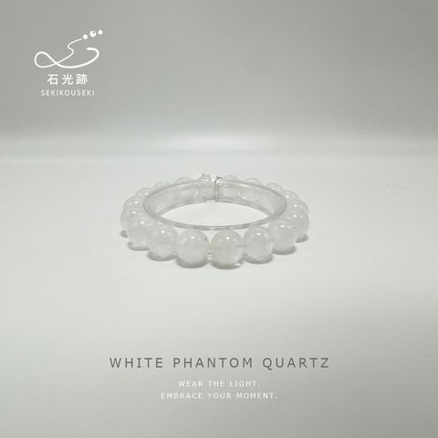 12mm天然白幽靈手串大圖細節