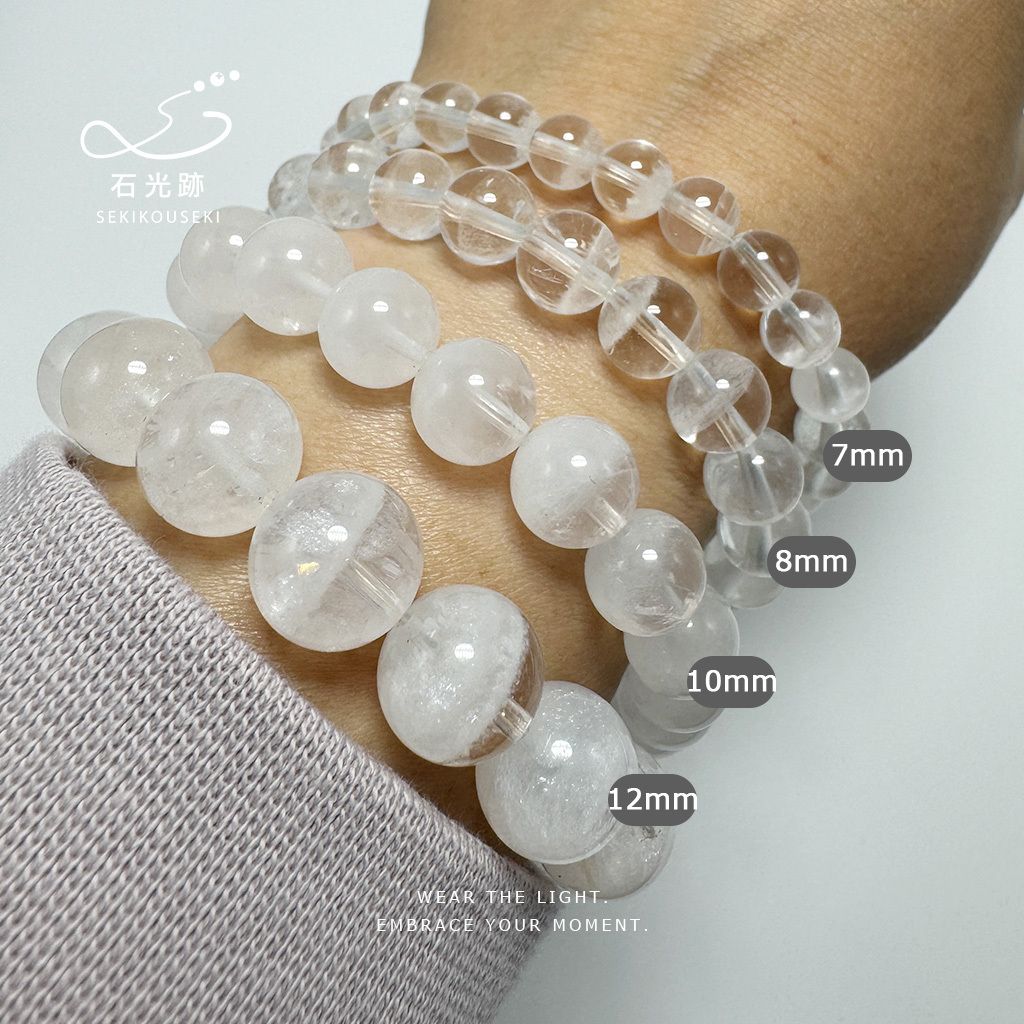 高透白幽靈水晶佩戴效果