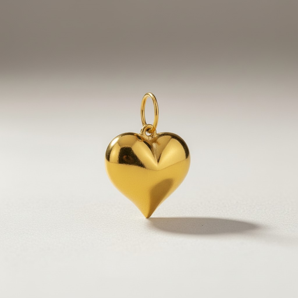 916 Gold Puffed Heart Pendant