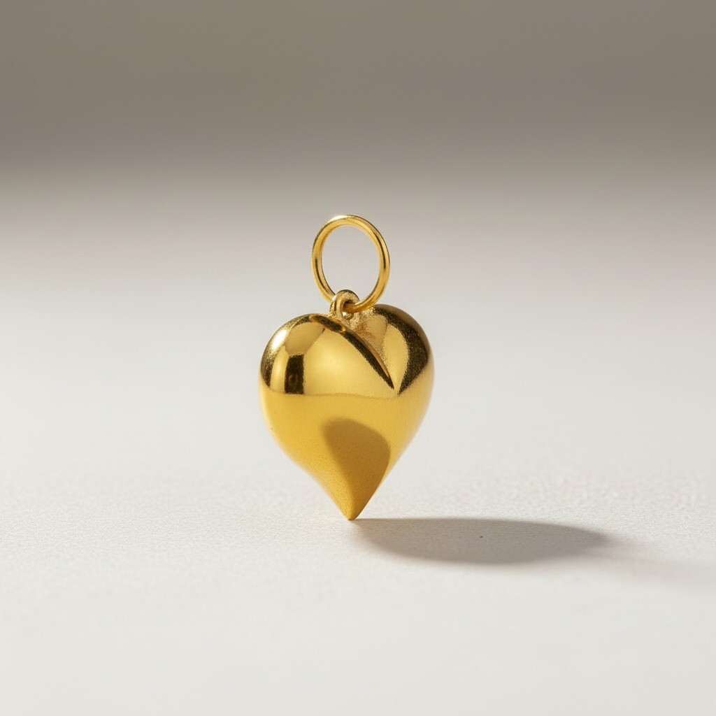 916 Gold Puffed Heart Pendant