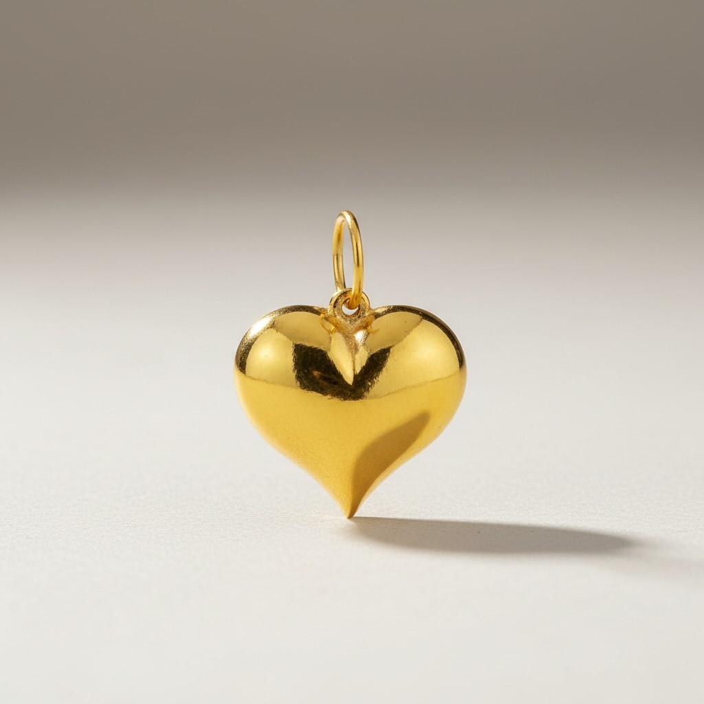 916 Gold Puffed Heart Pendant