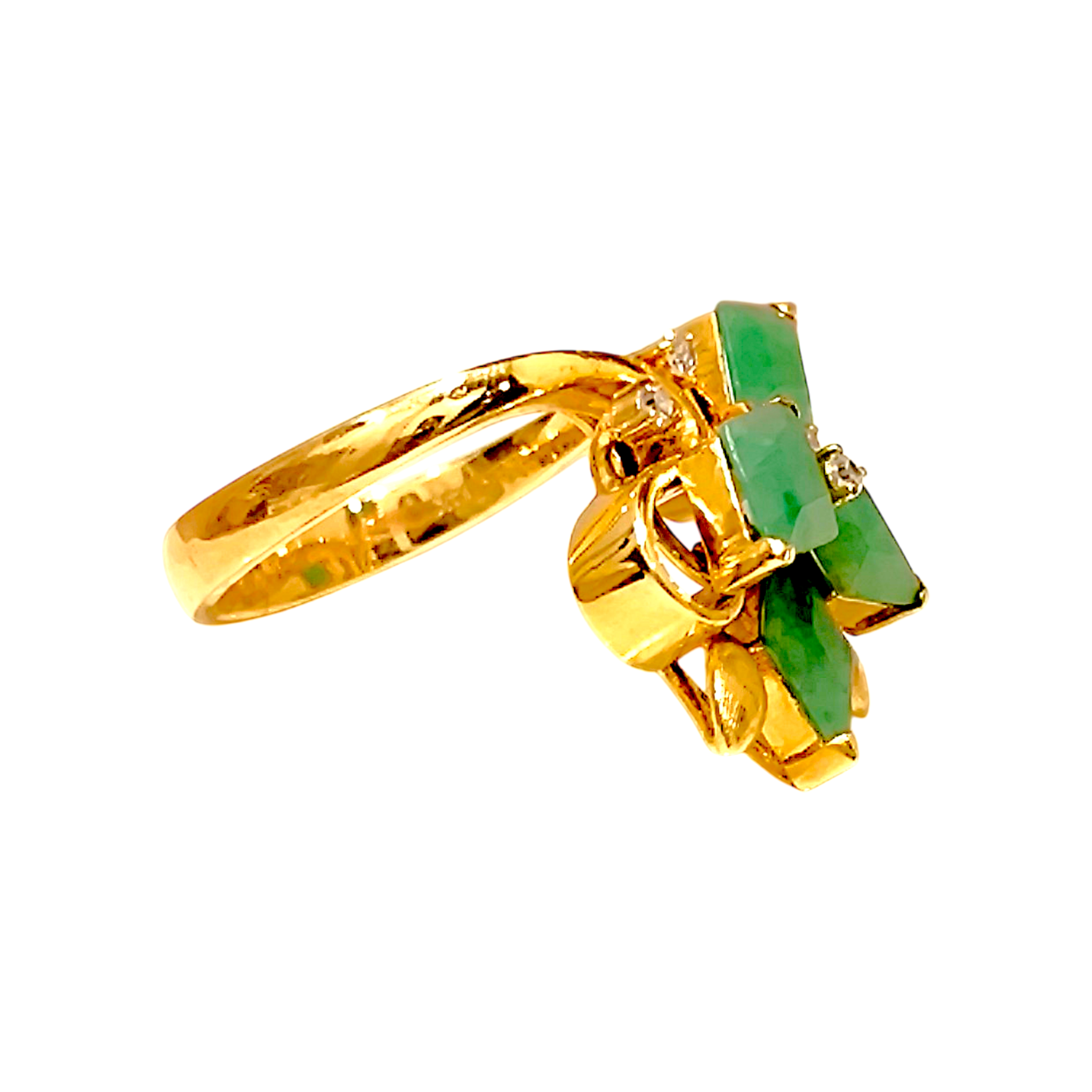 Vintage 14K A Jade Rhombus Cluster Ring with Diamonds (4)