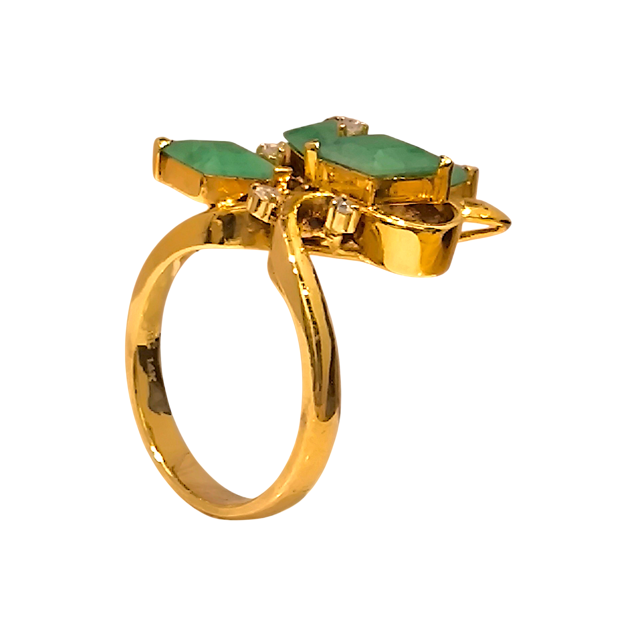Vintage 14K A Jade Rhombus Cluster Ring with Diamonds (1)