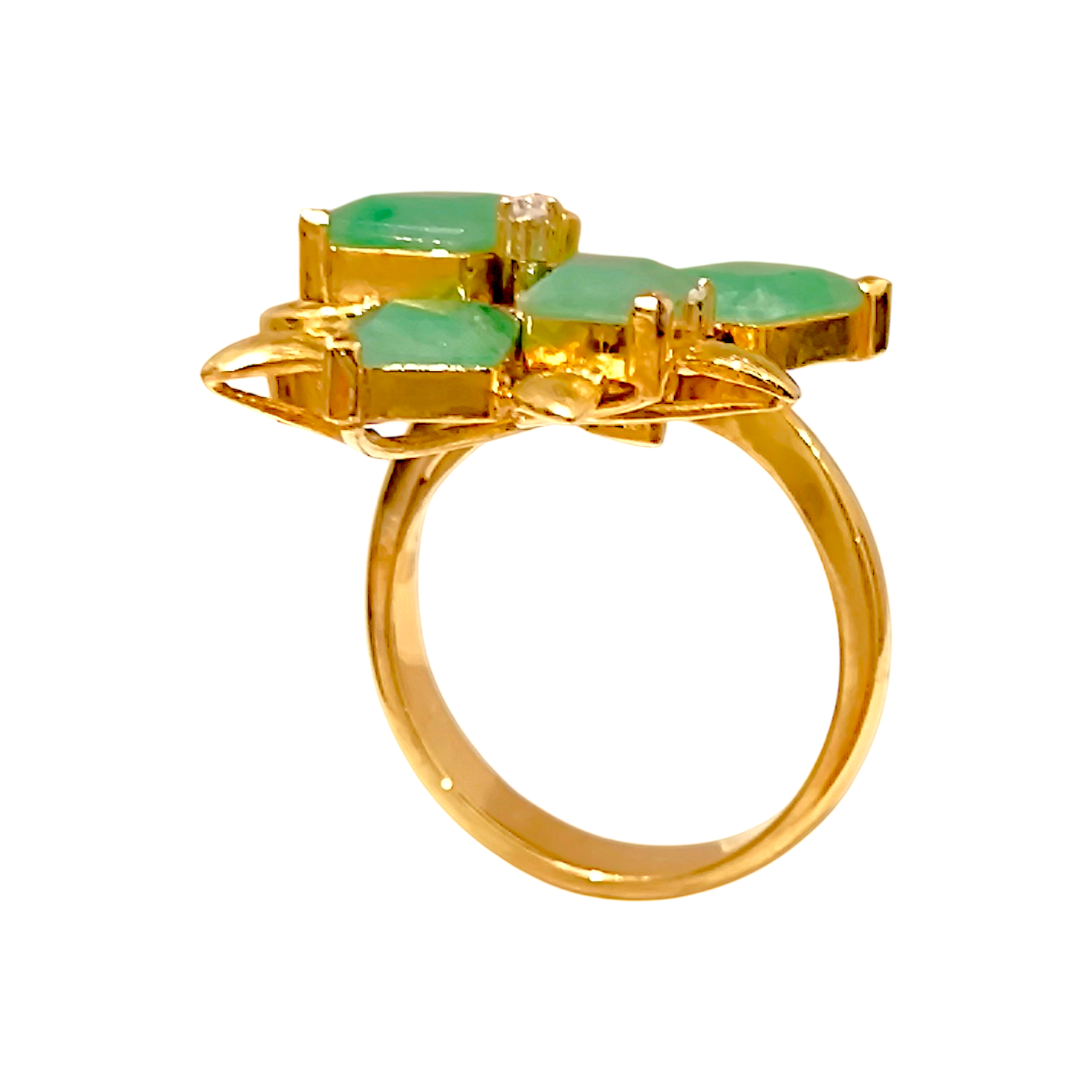 Vintage 14K A Jade Rhombus Cluster Ring with Diamonds (8)