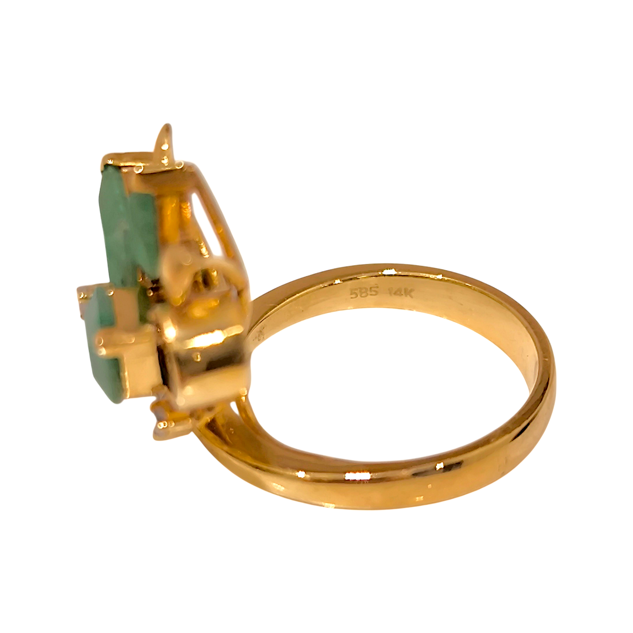 Vintage 14K A Jade Rhombus Cluster Ring with Diamonds (2)