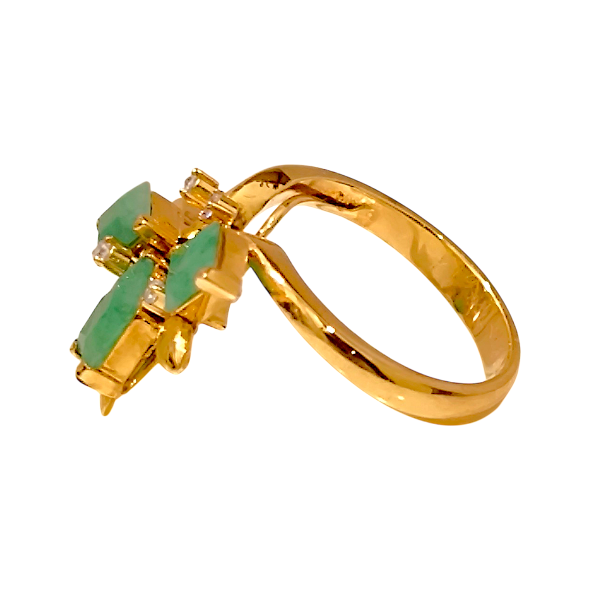 Vintage 14K A Jade Rhombus Cluster Ring with Diamonds (6)