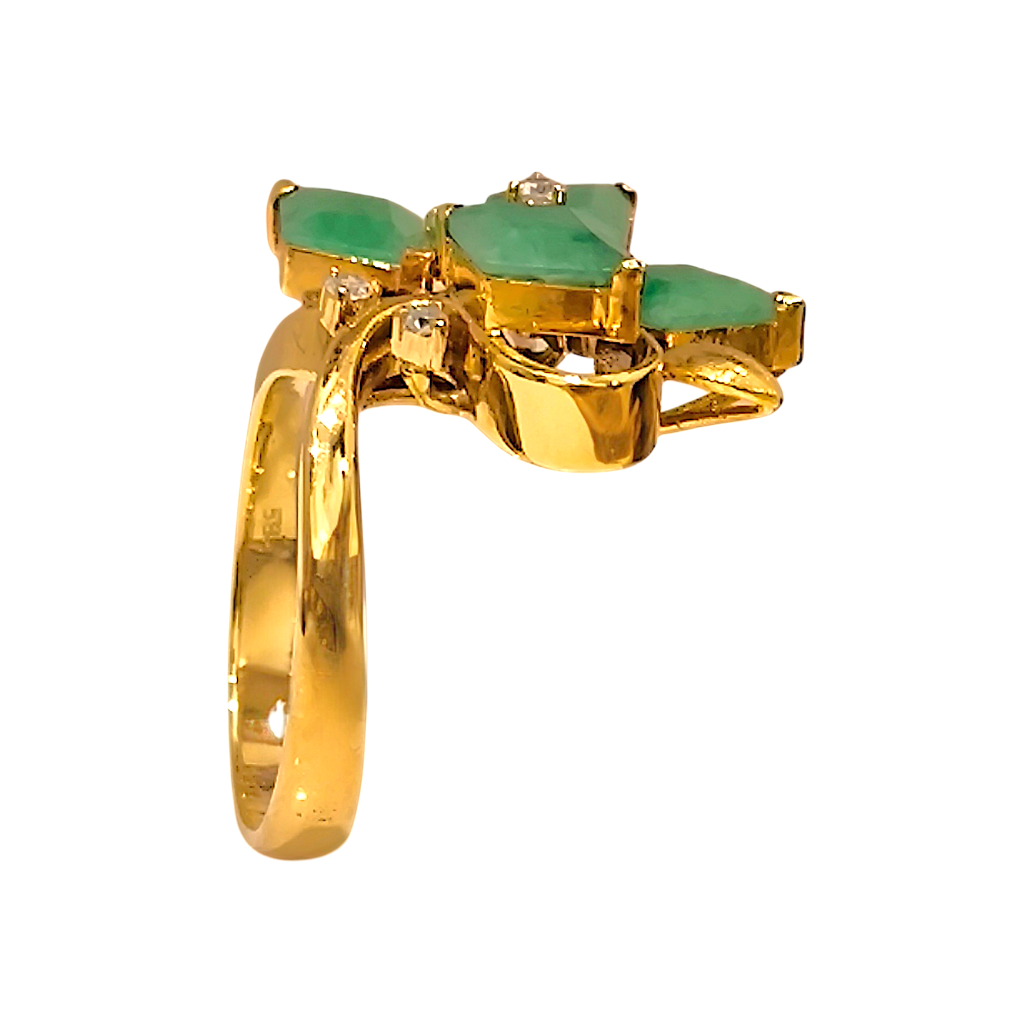 Vintage 14K A Jade Rhombus Cluster Ring with Diamonds (10)