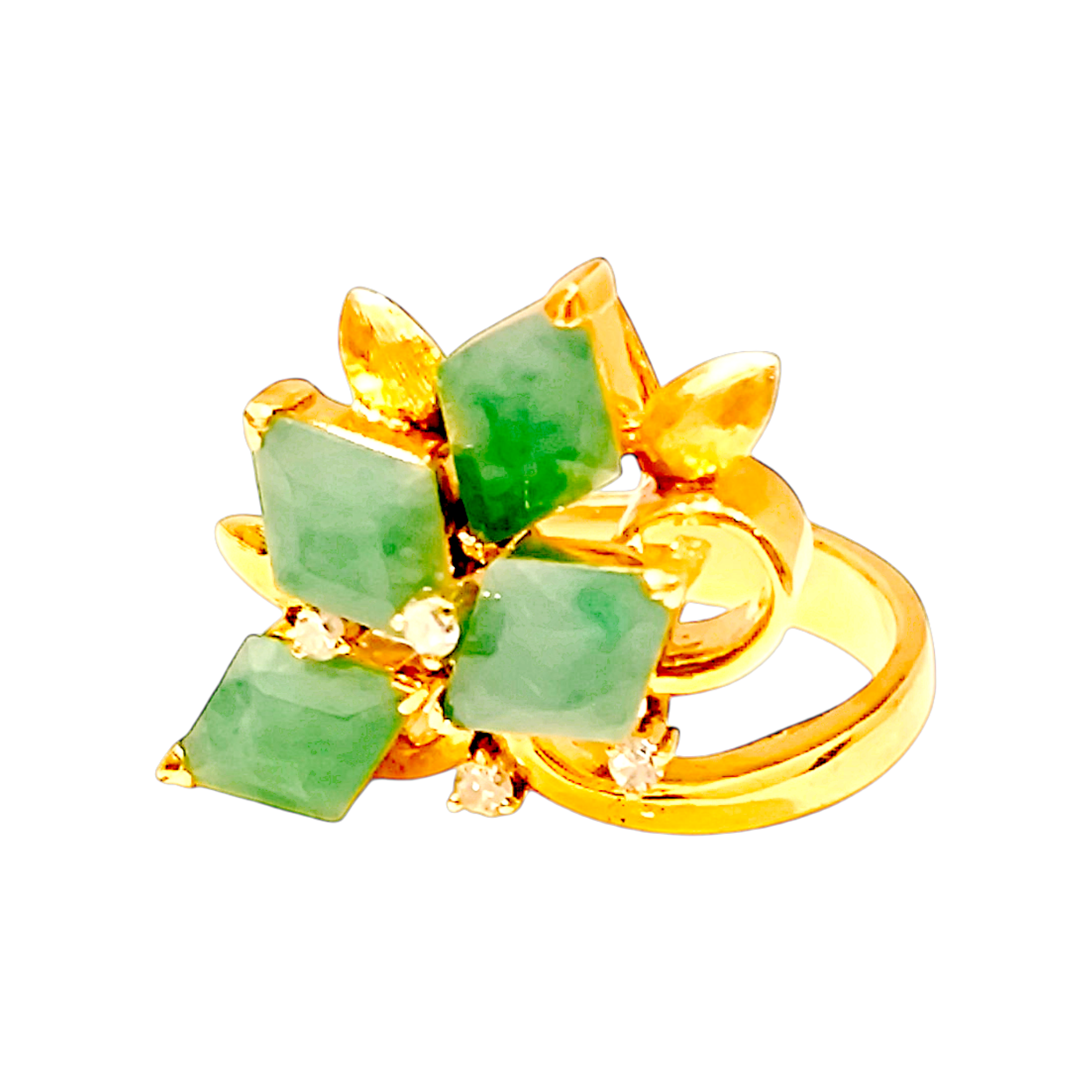Vintage 14K A Jade Rhombus Cluster Ring with Diamonds (3)