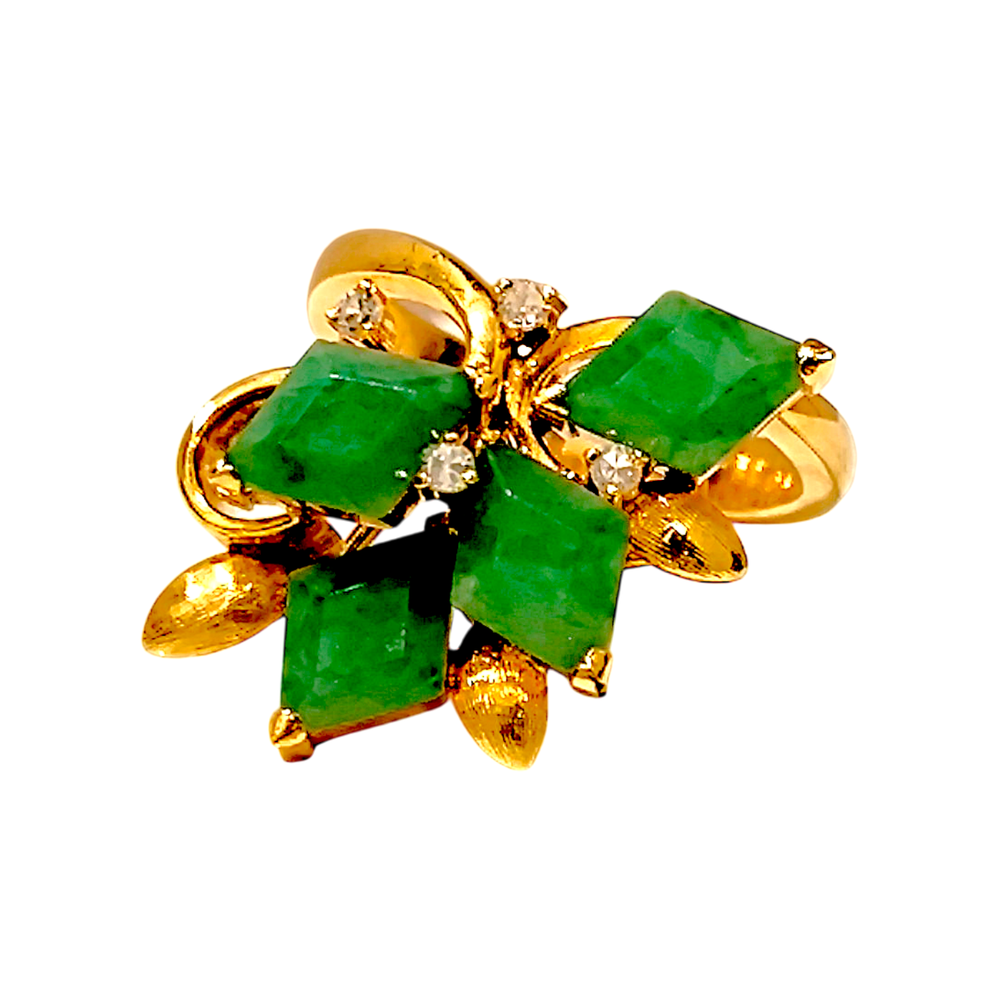 Vintage 14K A Jade Rhombus Cluster Ring with Diamonds (5)