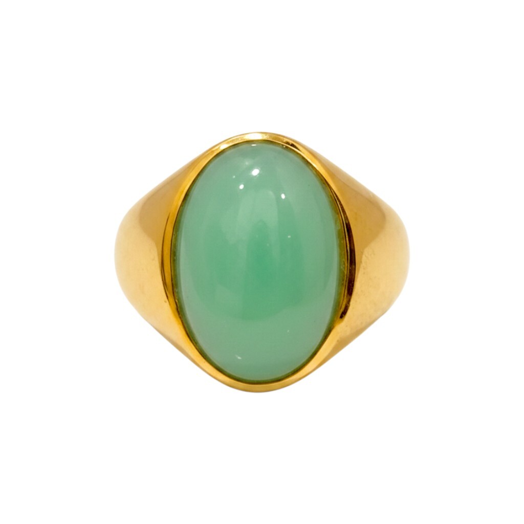 Vintage 14K Type A Jade Flush-Mount Signet Ring (1)