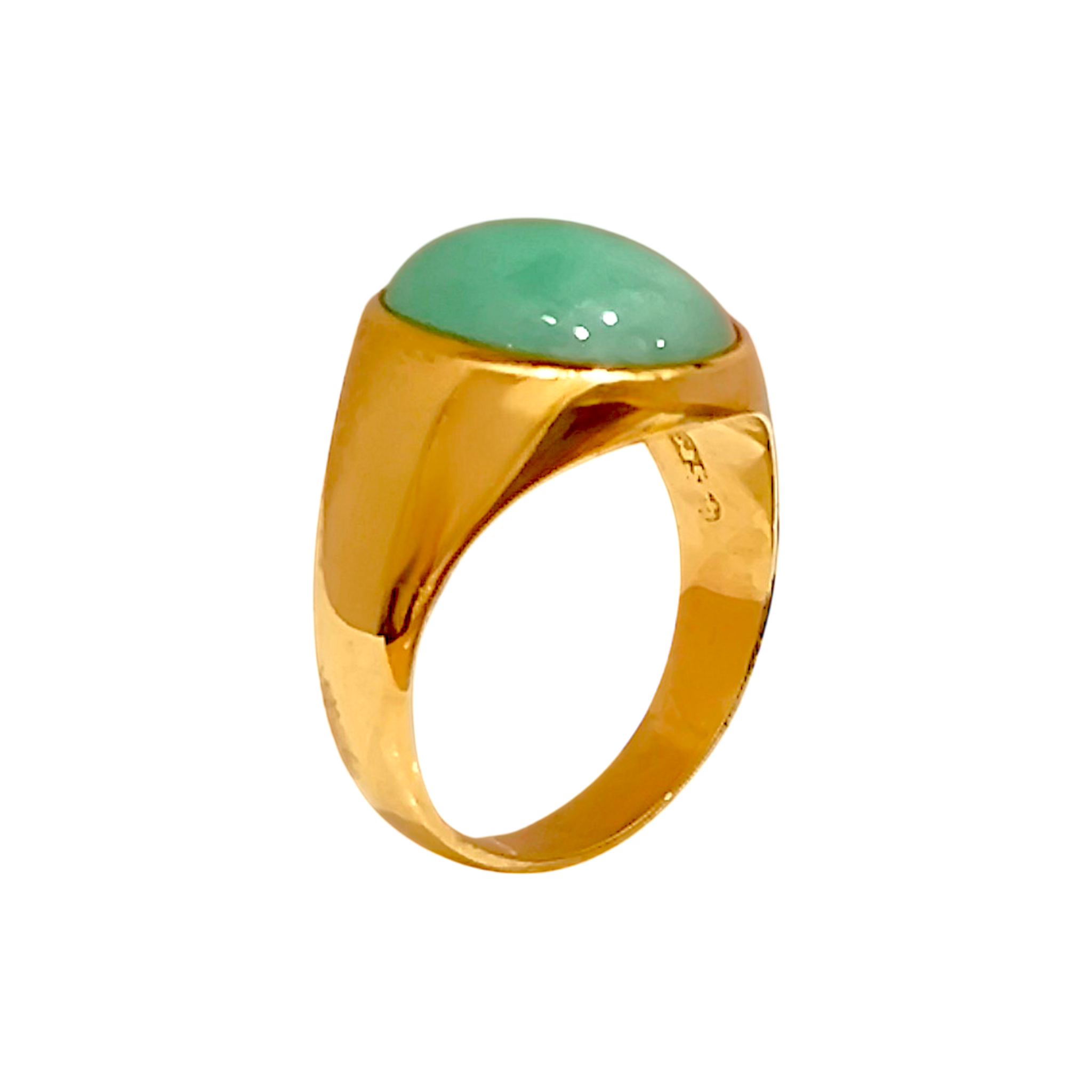 Vintage 14K Type A Jade Flush-Mount Signet Ring (6)
