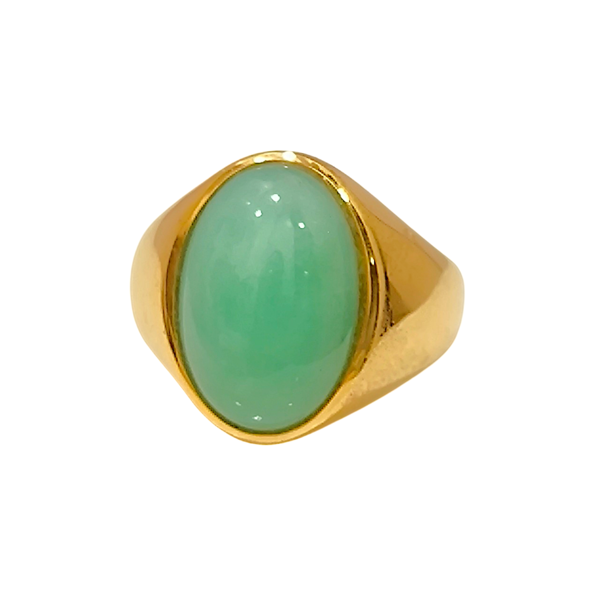 Vintage 14K Type A Jade Flush-Mount Signet Ring (2)