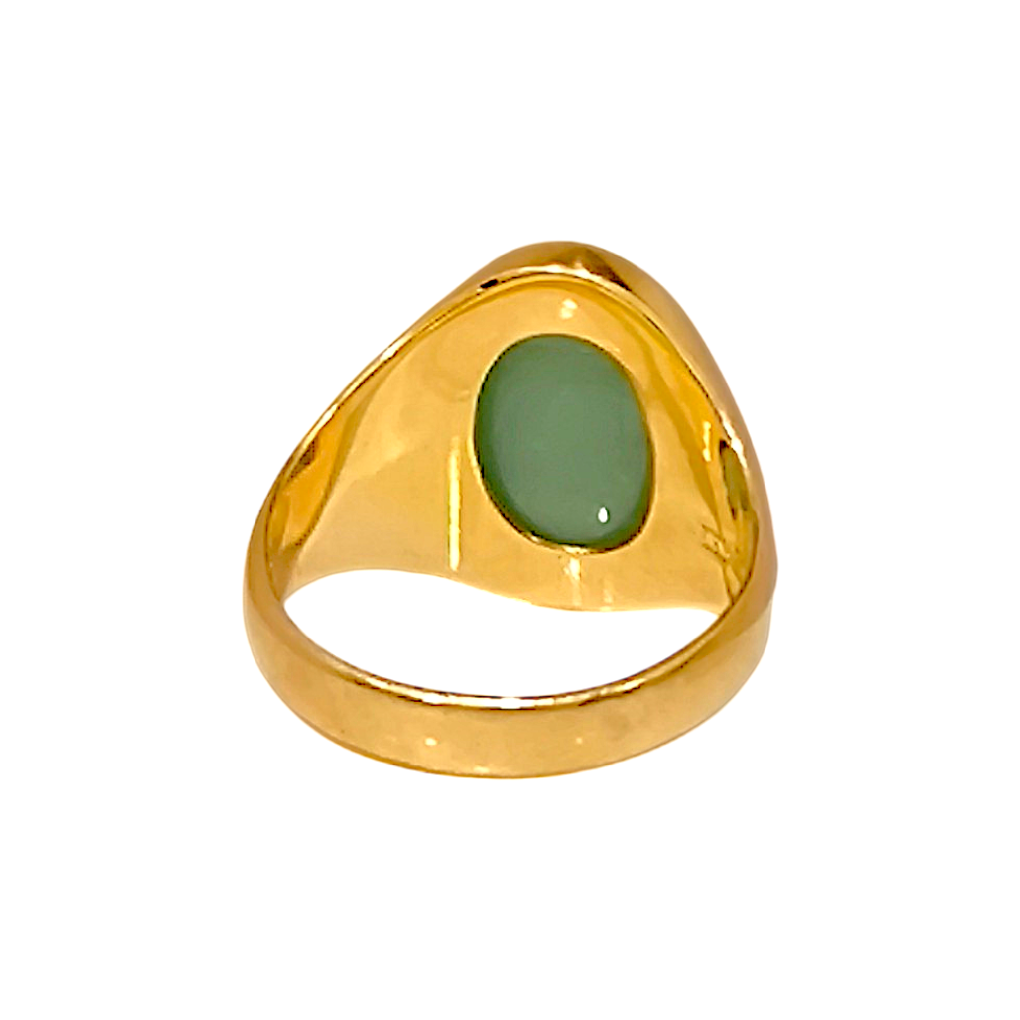 Vintage 14K Type A Jade Flush-Mount Signet Ring (4)