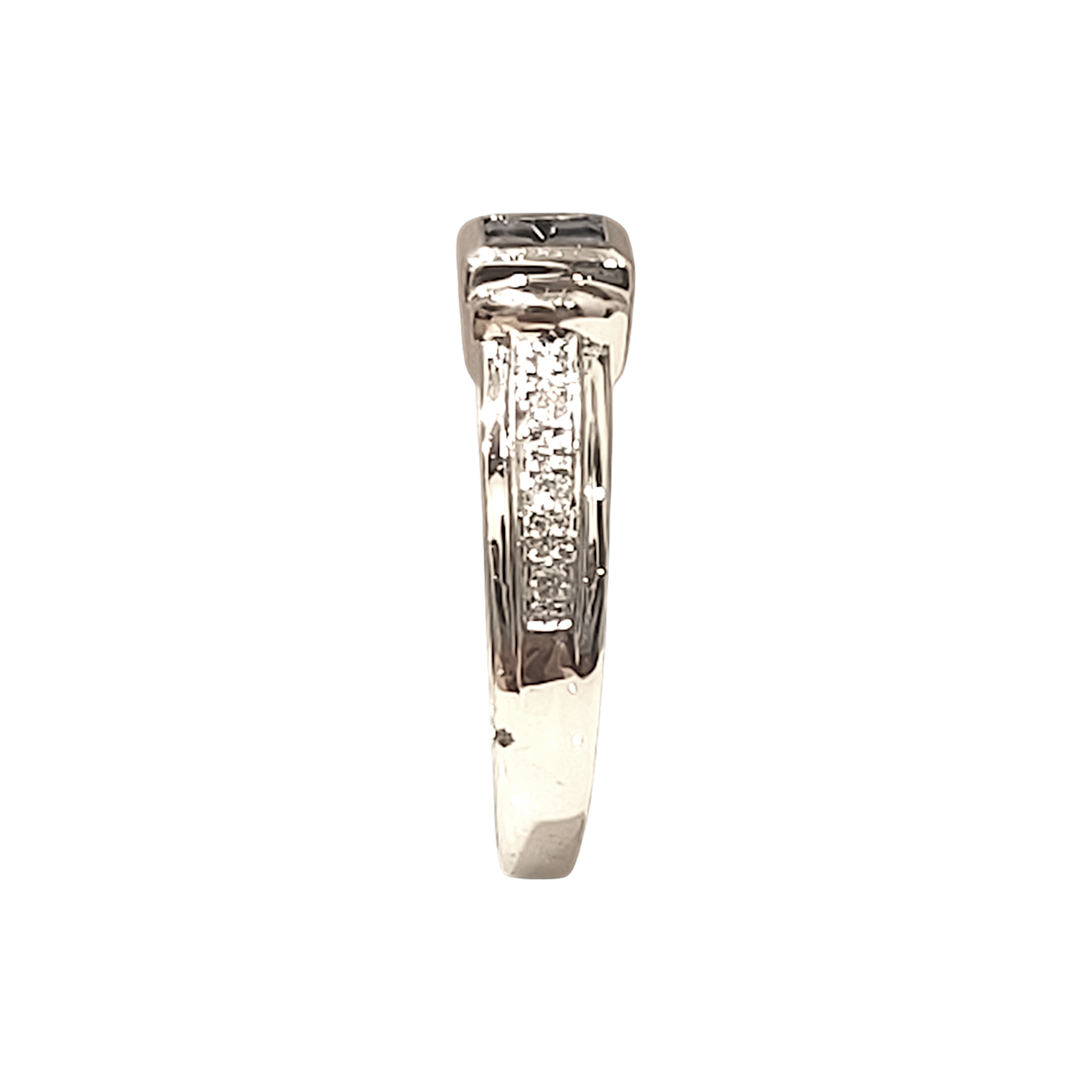 Invisibly Set Blue Sapphire & Diamond Accent Ring (4)