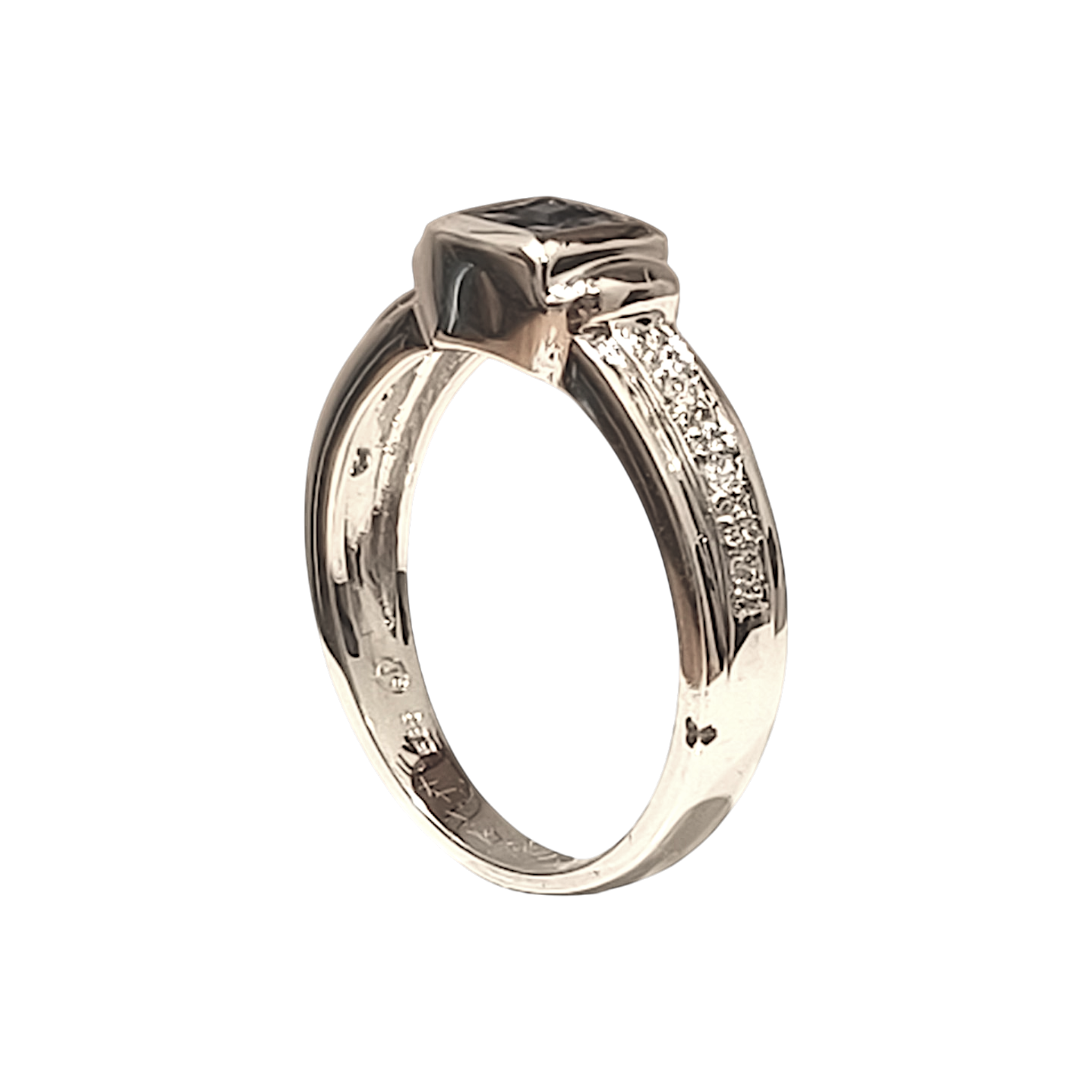 Invisibly Set Blue Sapphire & Diamond Accent Ring (3)