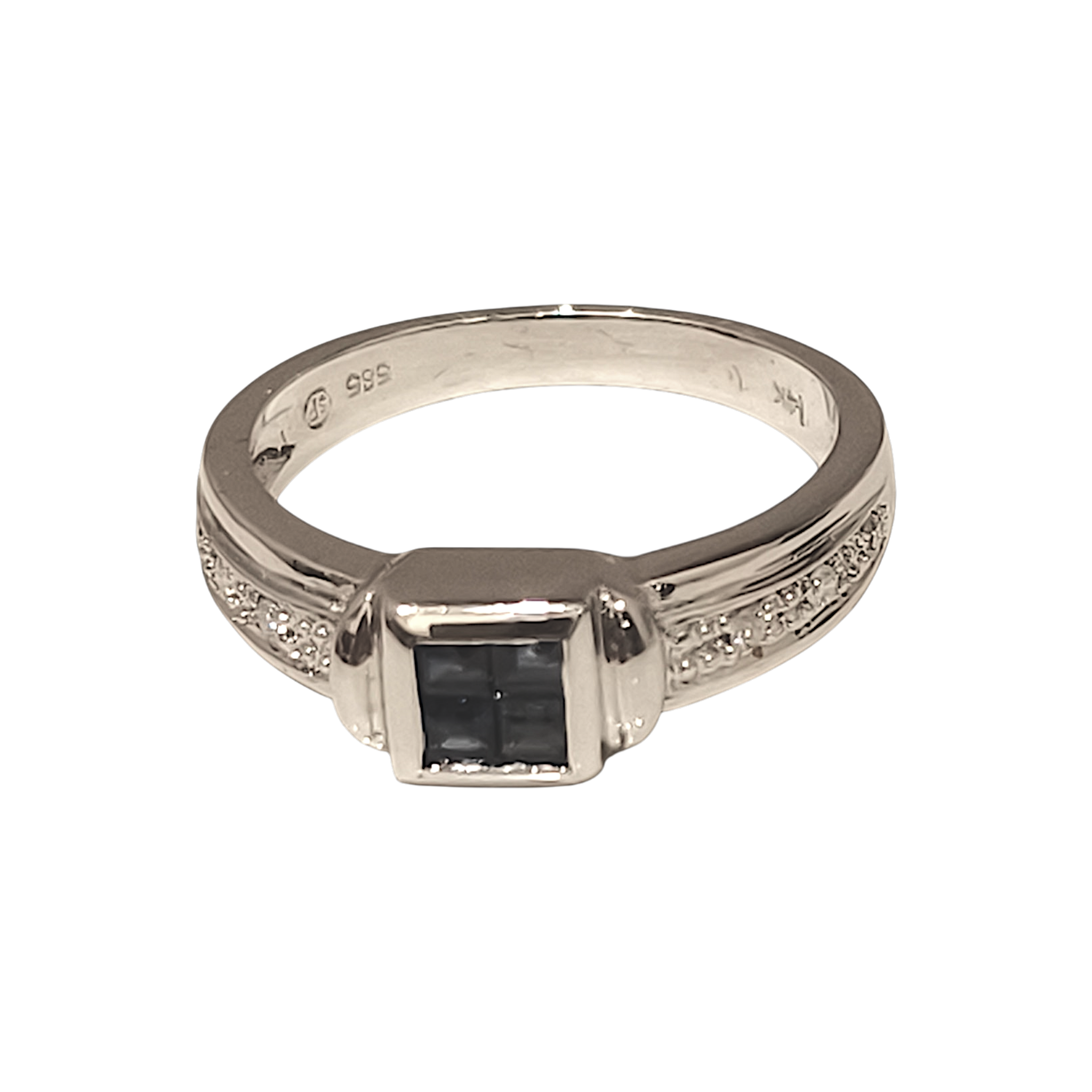 Invisibly Set Blue Sapphire & Diamond Accent Ring (7)