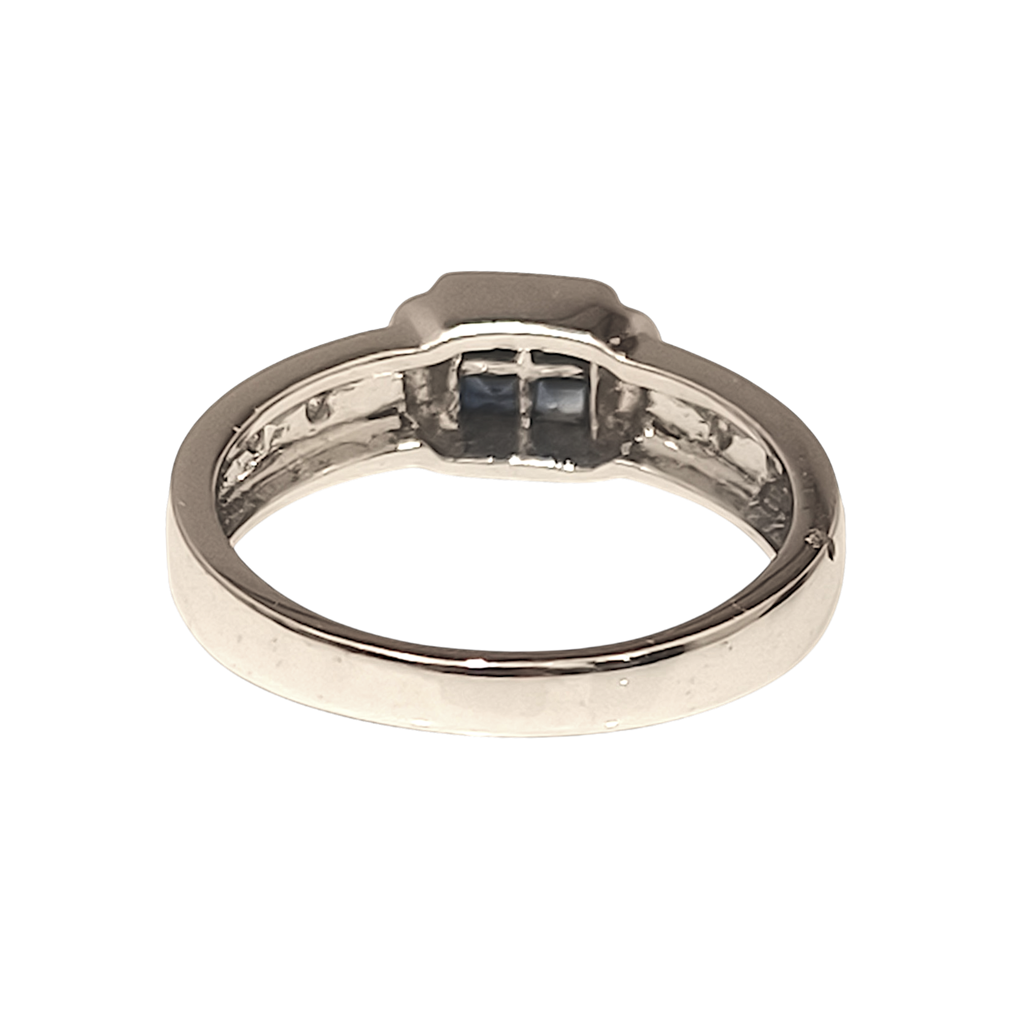 Invisibly Set Blue Sapphire & Diamond Accent Ring (8)
