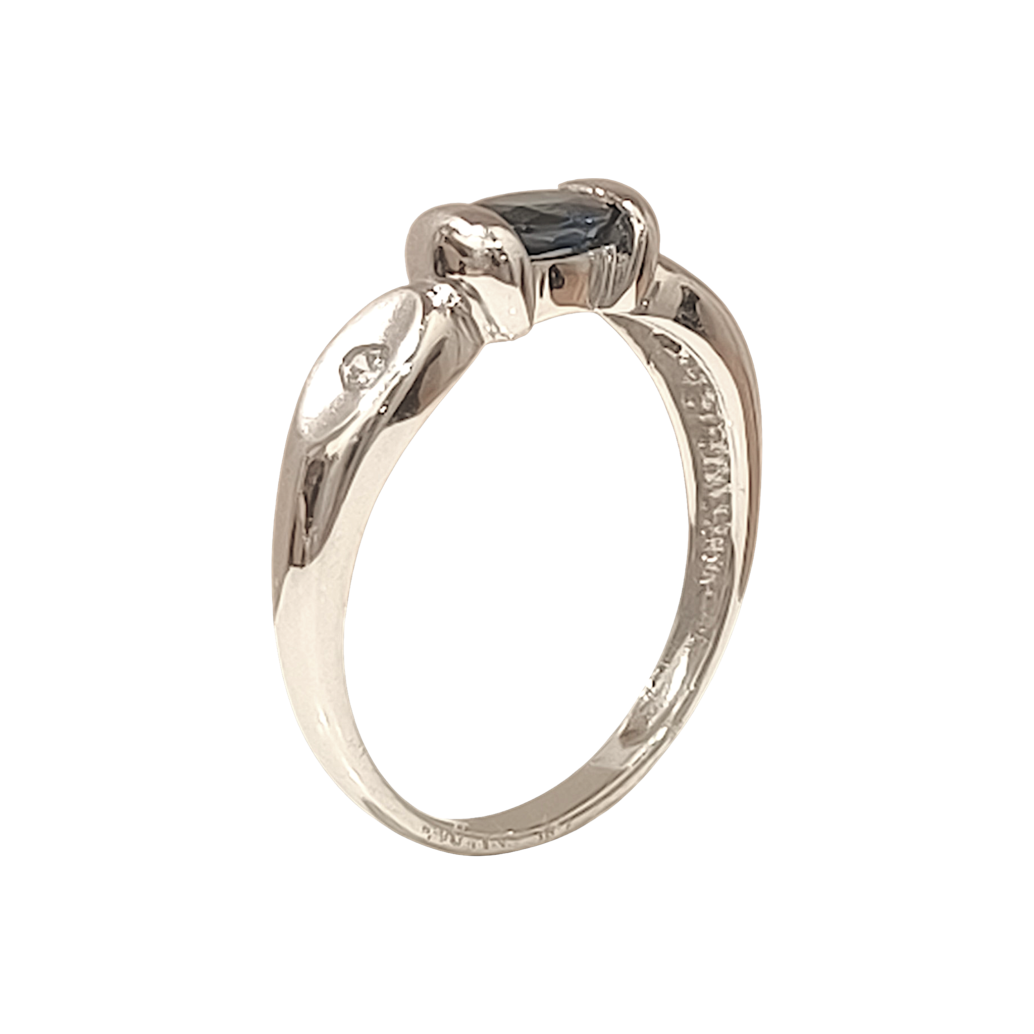 East-West Oval Sapphire & 2 Diamond Ring (1)