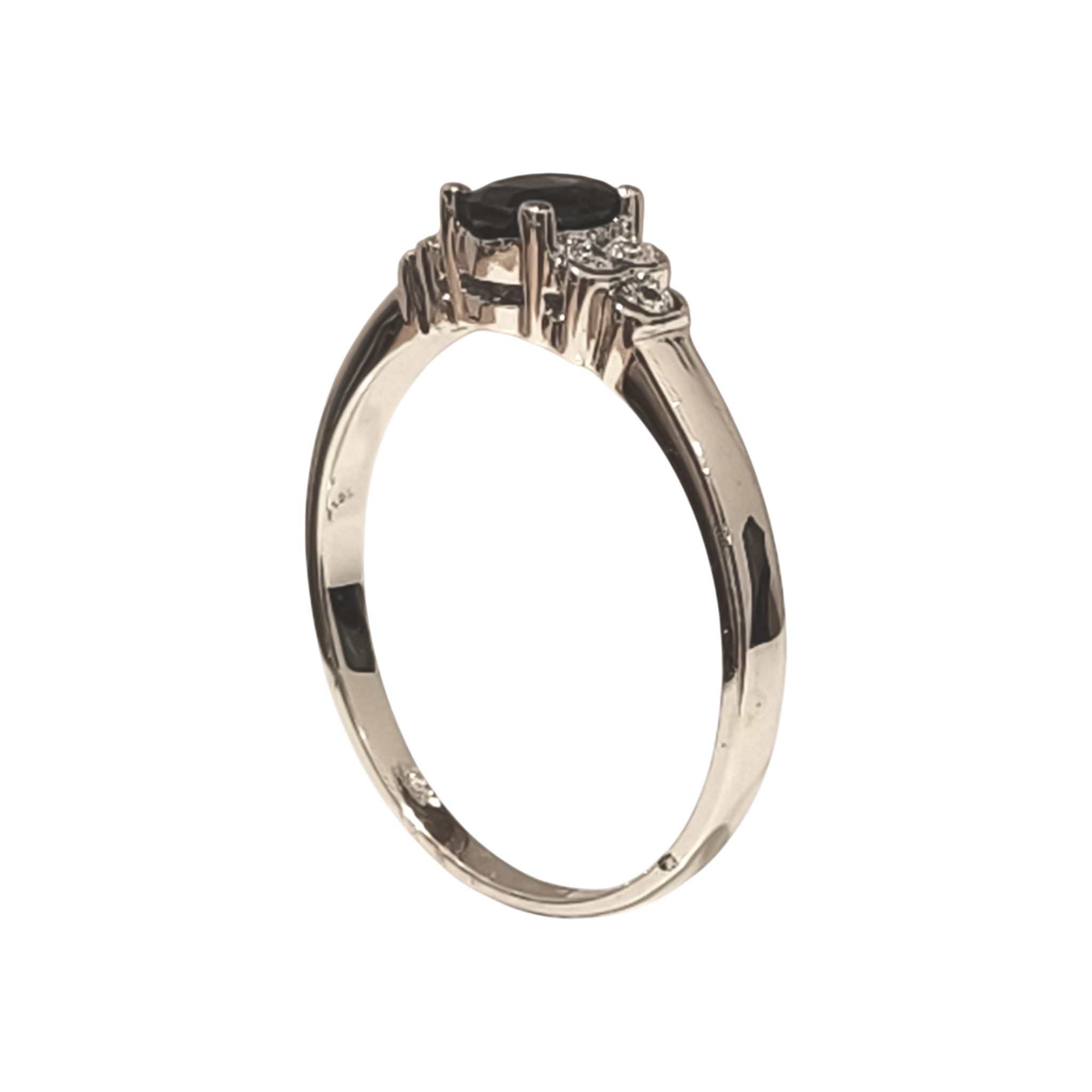 Midnight Blue Oval Sapphire and Diamond Accent Ring (5)