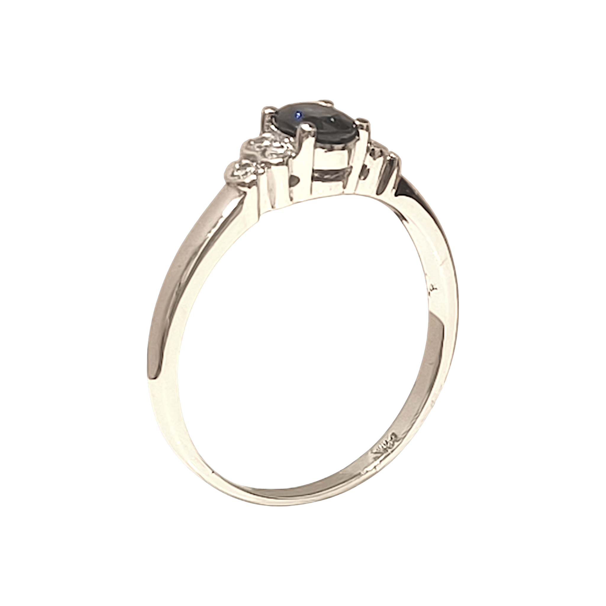 Midnight Blue Oval Sapphire and Diamond Accent Ring (7)