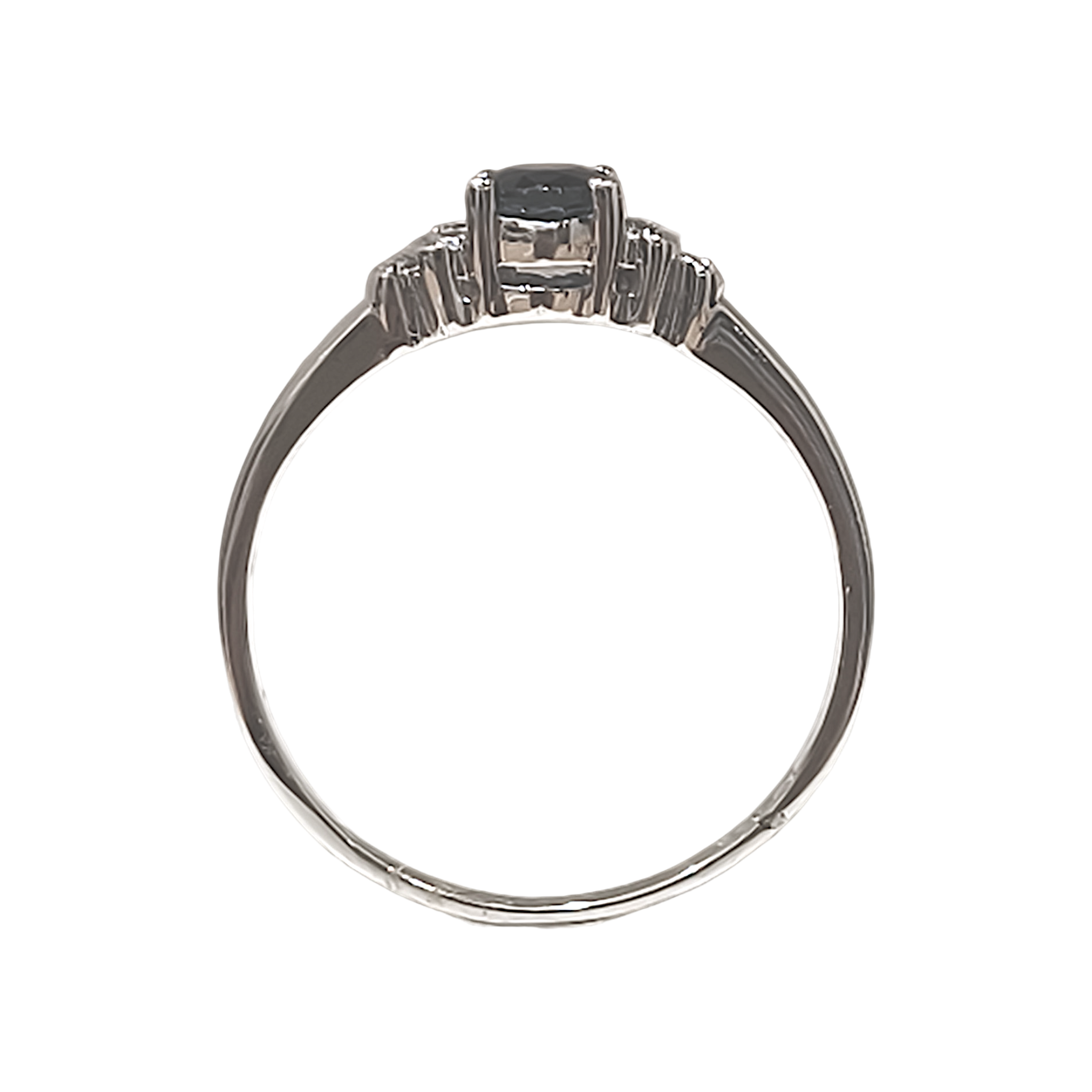 Midnight Blue Oval Sapphire and Diamond Accent Ring (4)