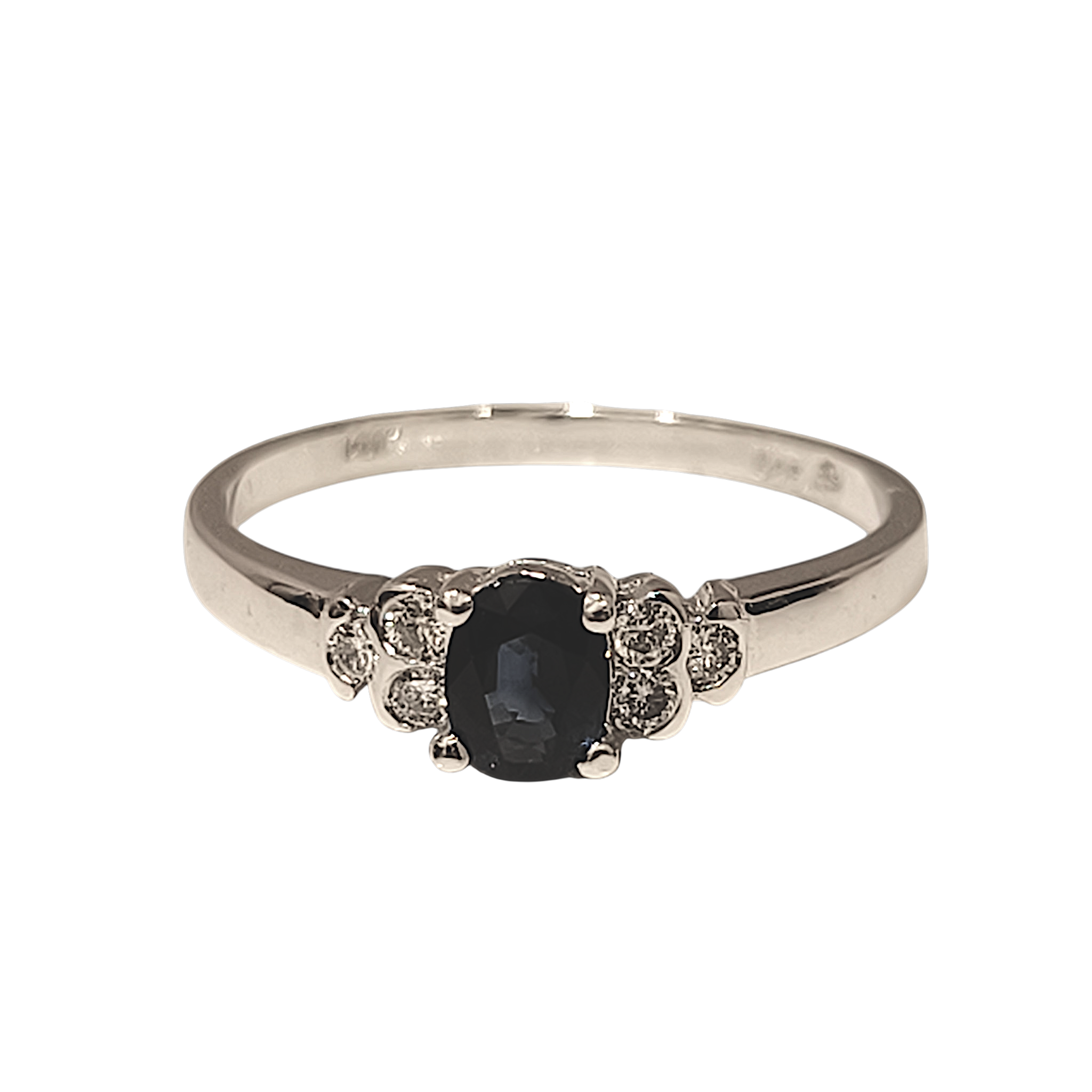 Midnight Blue Oval Sapphire and Diamond Accent Ring (2)