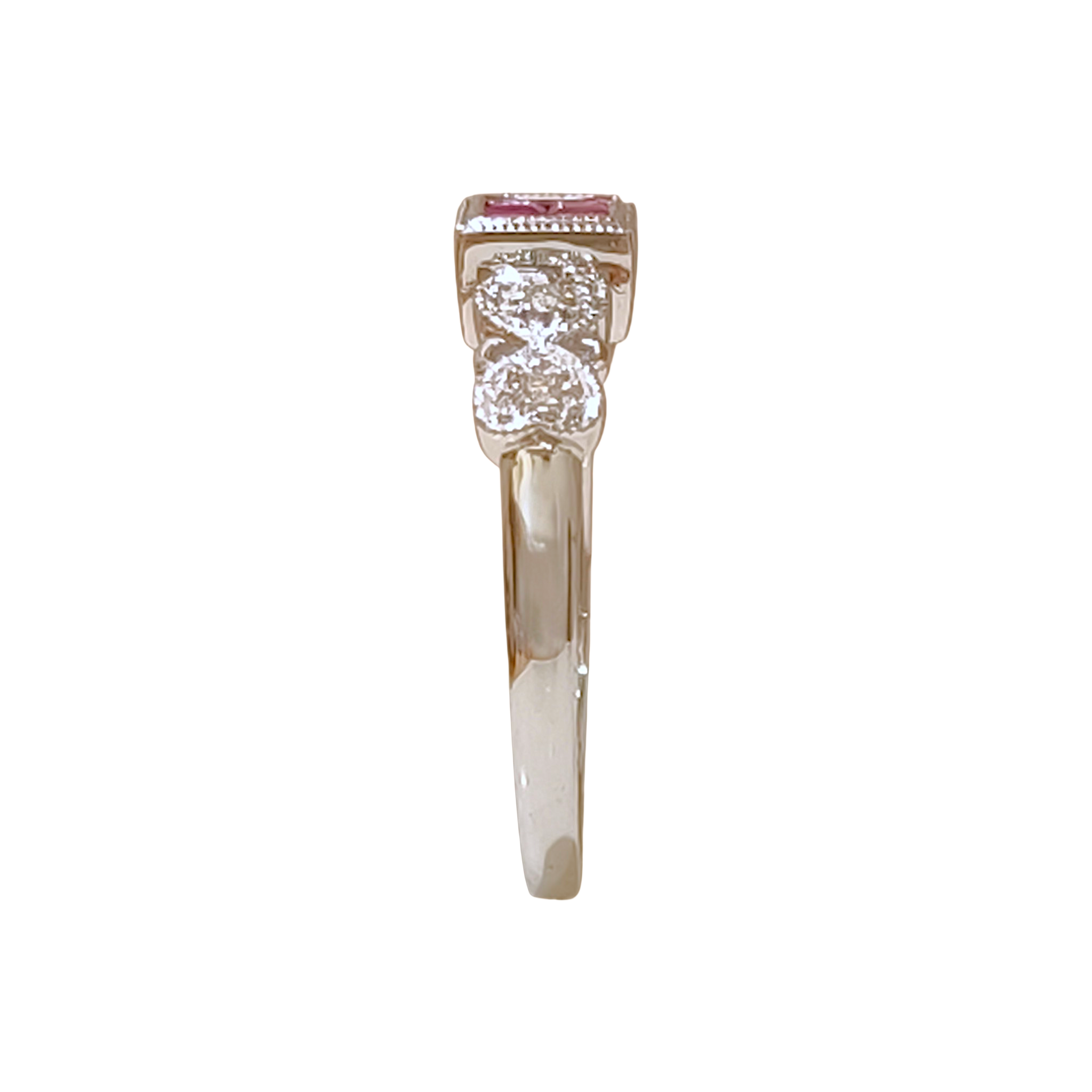 Art Deco Princess Cut Ruby Quadrant and Diamond Ring (7)